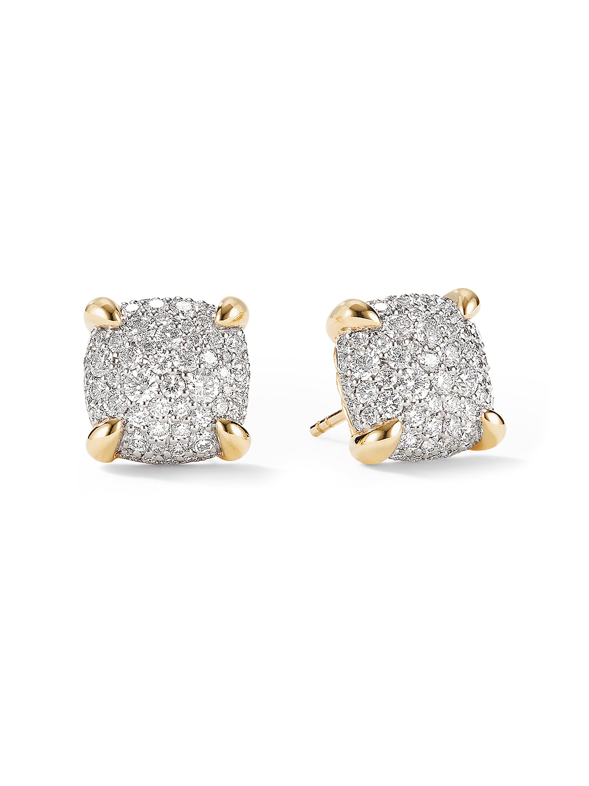 David Yurman Women's Chatelaine Stud Earrings in 18K Yellow Gold with Pavé Diamonds, 11MM - Diamond