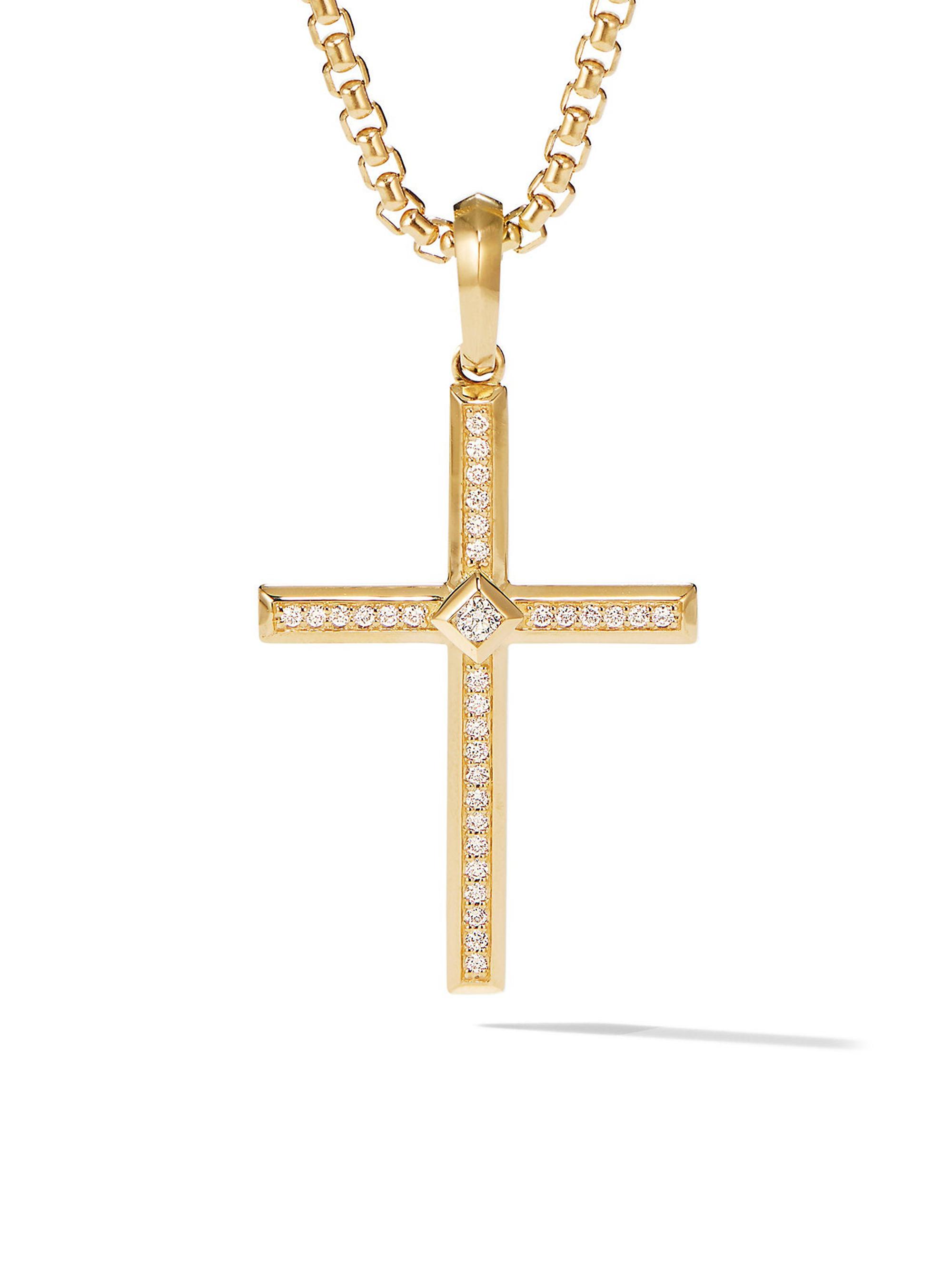 David Yurman Women's Modern Renaissance Cross Pendant in 18K Yellow Gold - Diamond