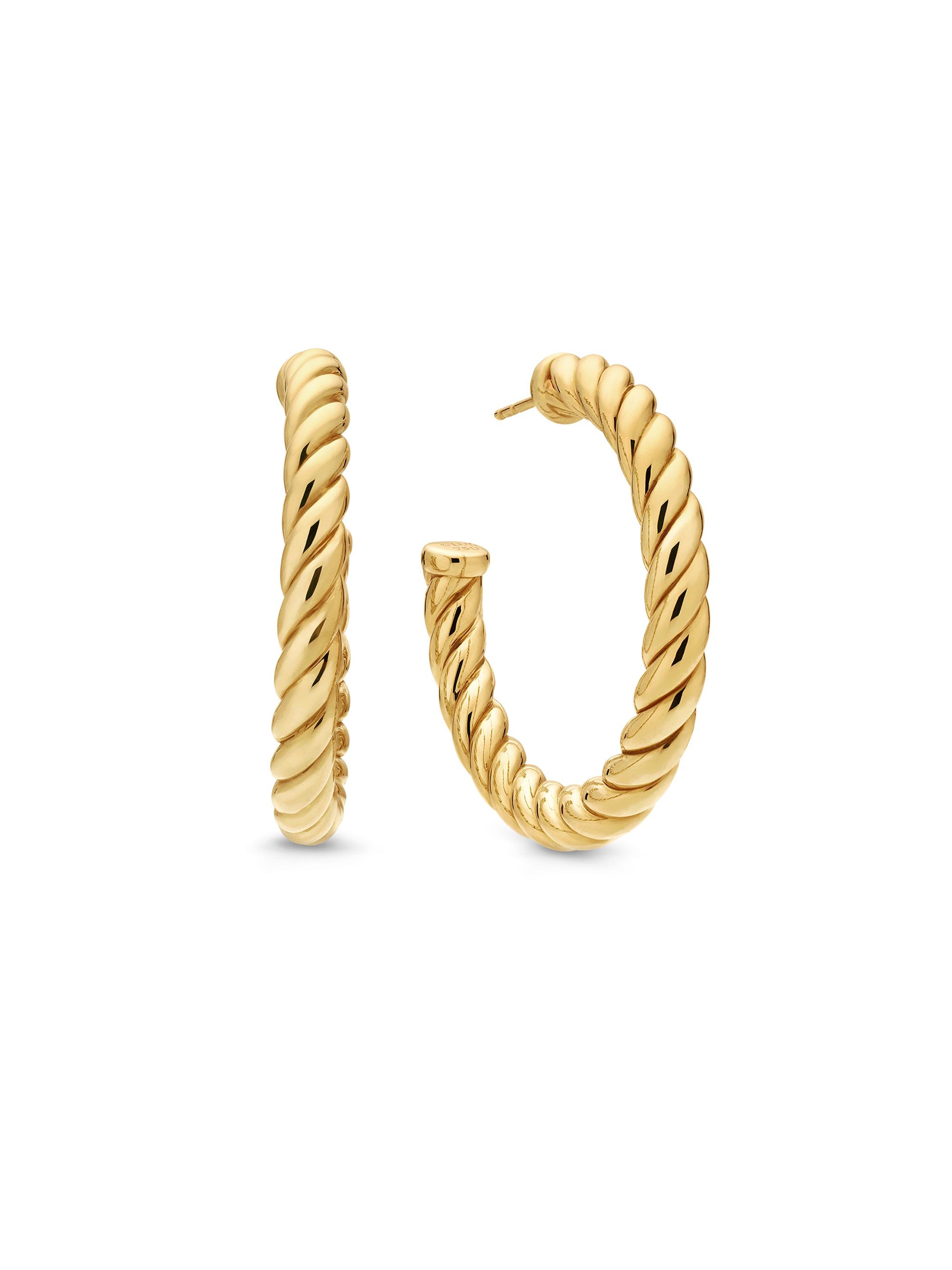 David Yurman Women's Sculpted Cable Hoop Earrings in 18K Yellow Gold, 40MM - Gold