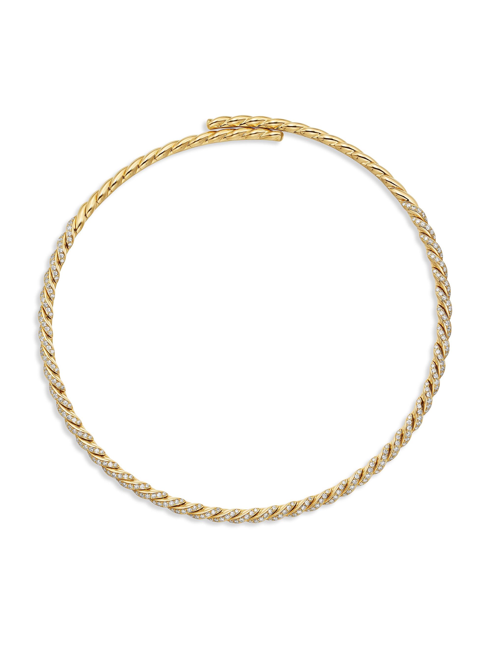 David Yurman Women's Pavéflex Necklace in 18K Yellow Gold with Diamonds - Diamond