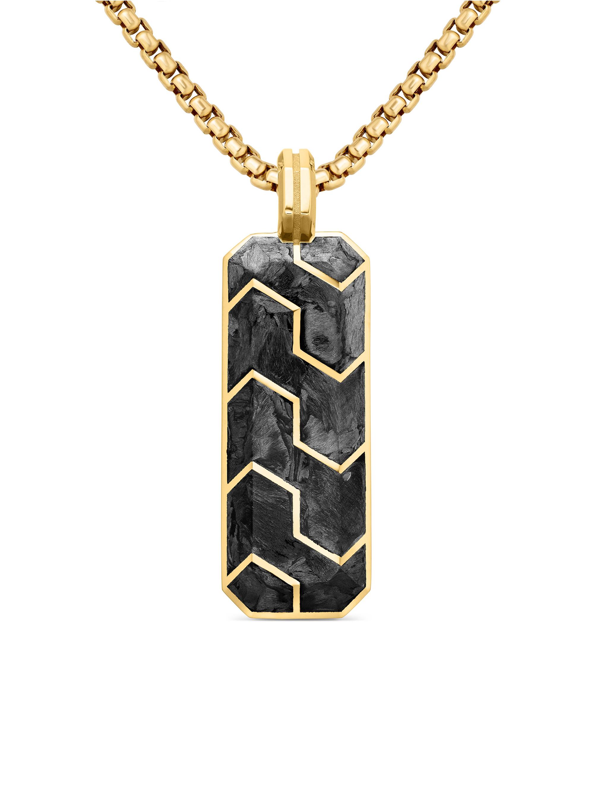 David Yurman Men's Forged Carbon Ingot Tag in 18K Yellow Gold - Forged Carbon