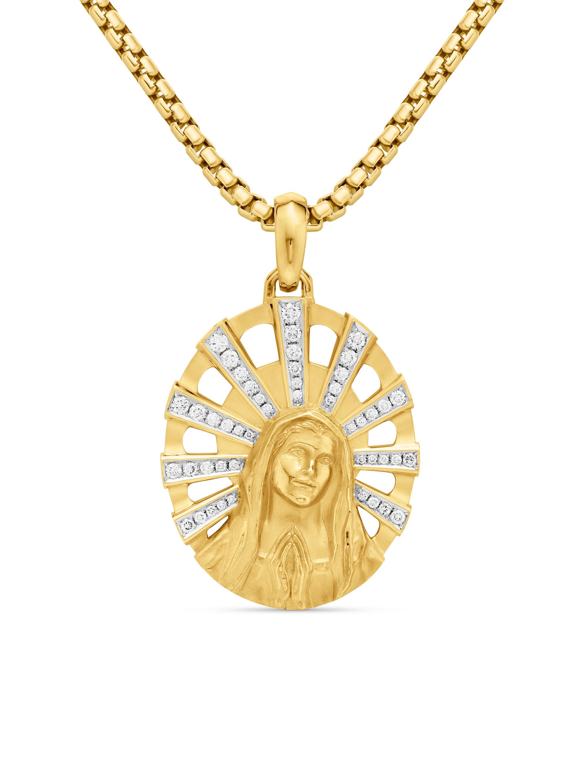 David Yurman Women's Madonna Amulet in 18K Yellow Gold with Diamonds, 29MM - Diamond