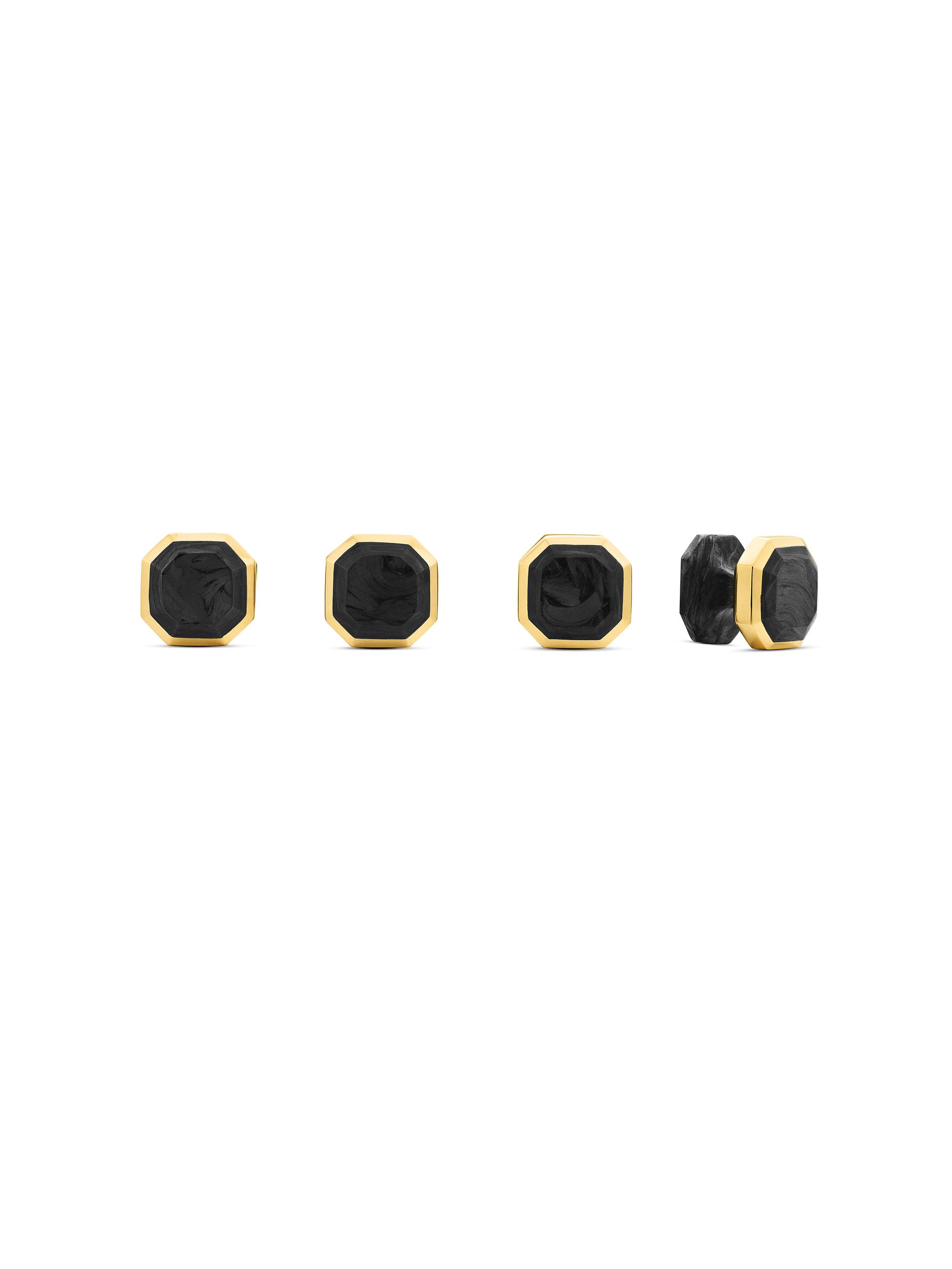 David Yurman Men's Forged Carbon Tuxedo Studs in 18K Yellow Gold - Forged Carbon