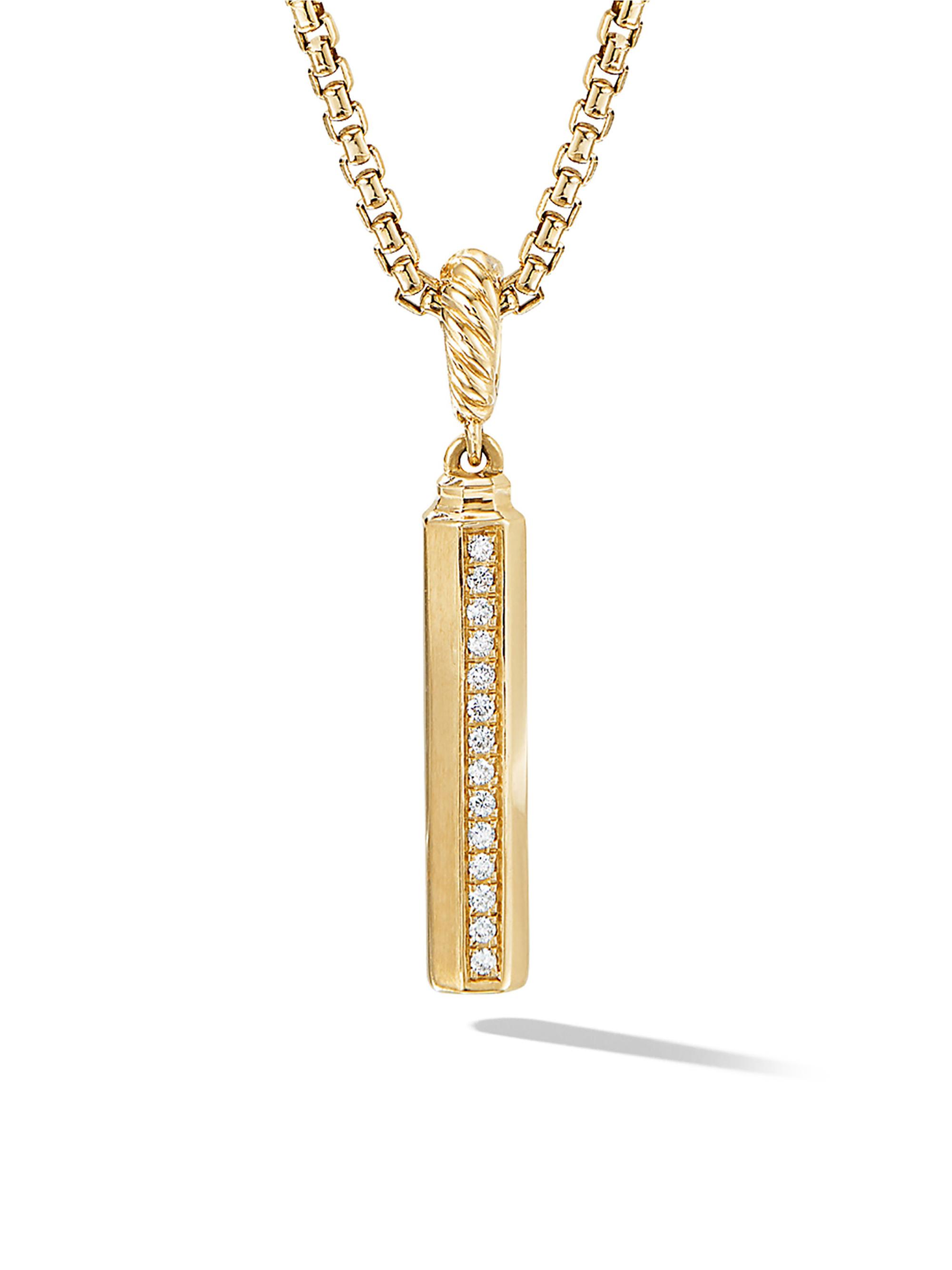 David Yurman Women's Barrel Amulet in 18K Yellow Gold with Diamonds, 27MM - Diamond