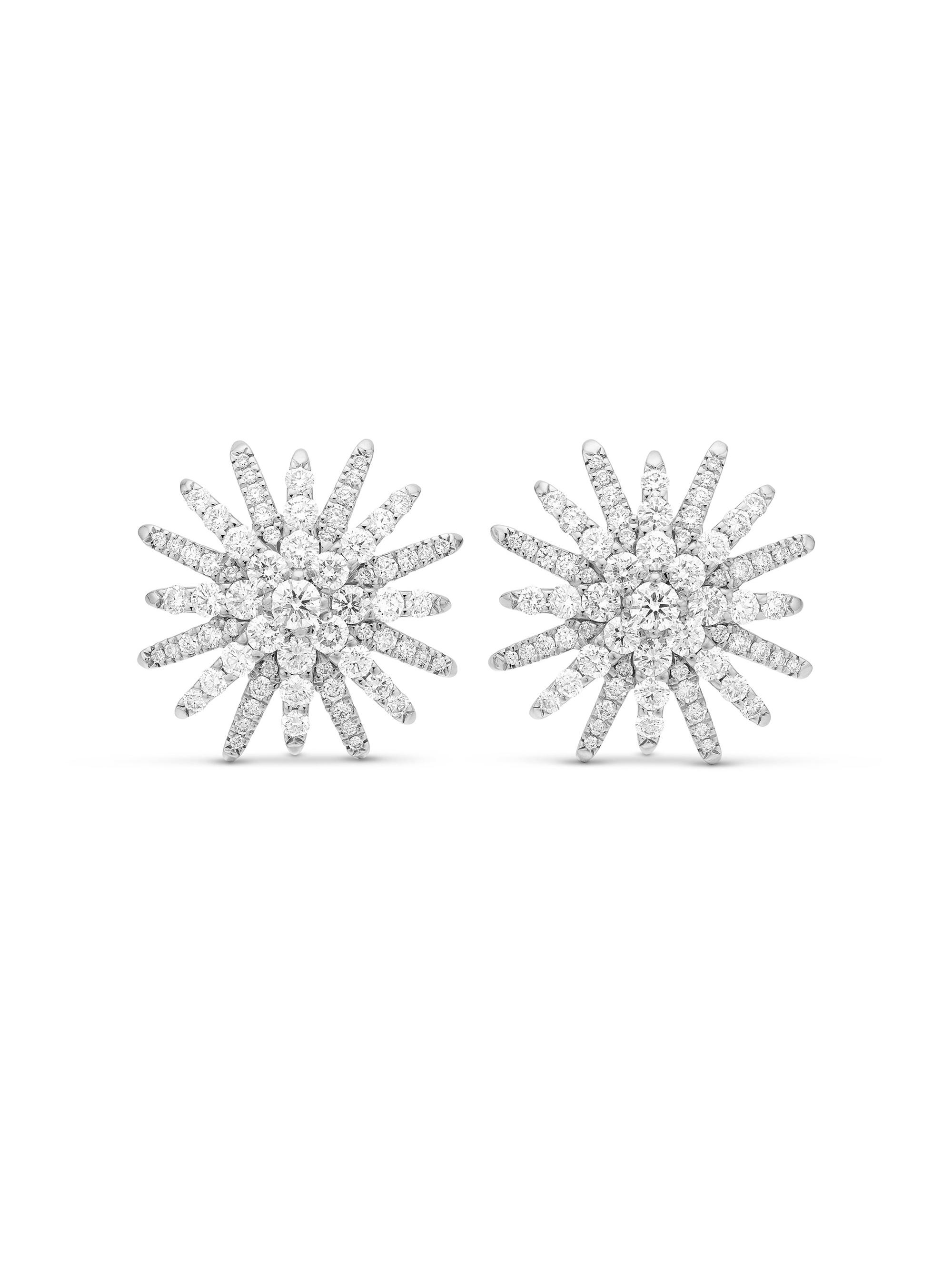 David Yurman Women's Starburst Stud Earrings in 18K White Gold with Diamonds, 19MM - Diamond
