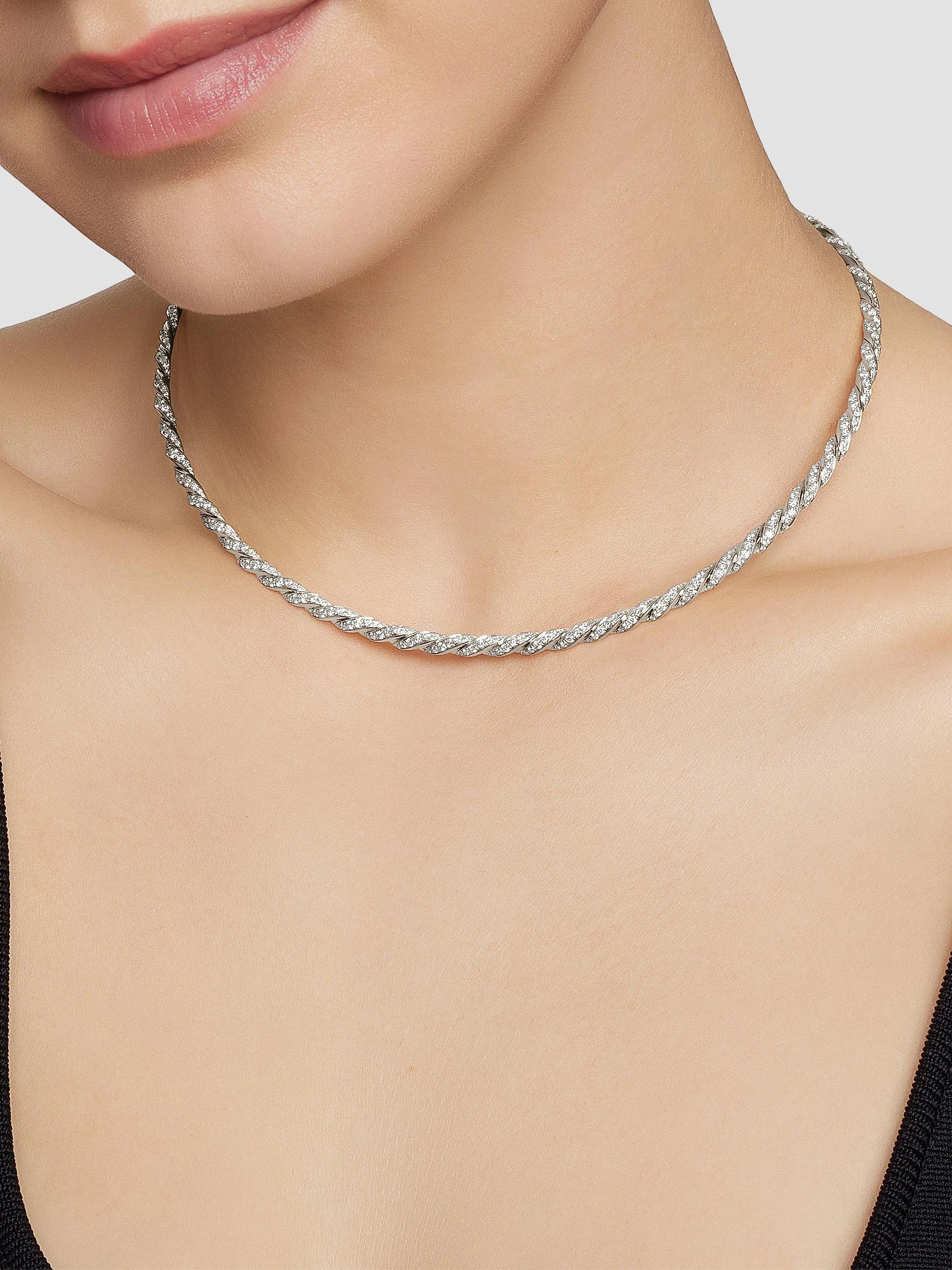 David Yurman Sculpted Cable Flex Necklace in 18K White Gold with