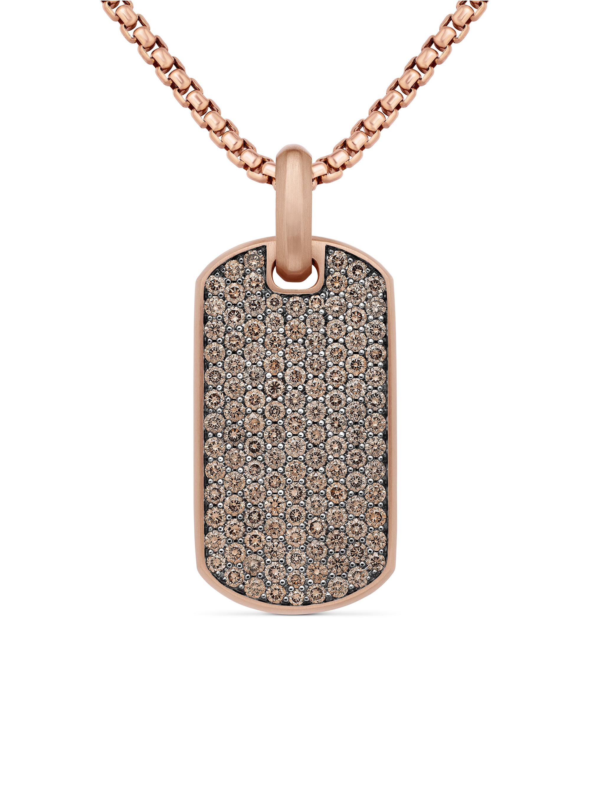 David Yurman Men's Chevron Pavé Tag In 18K Rose Gold - Rose Gold