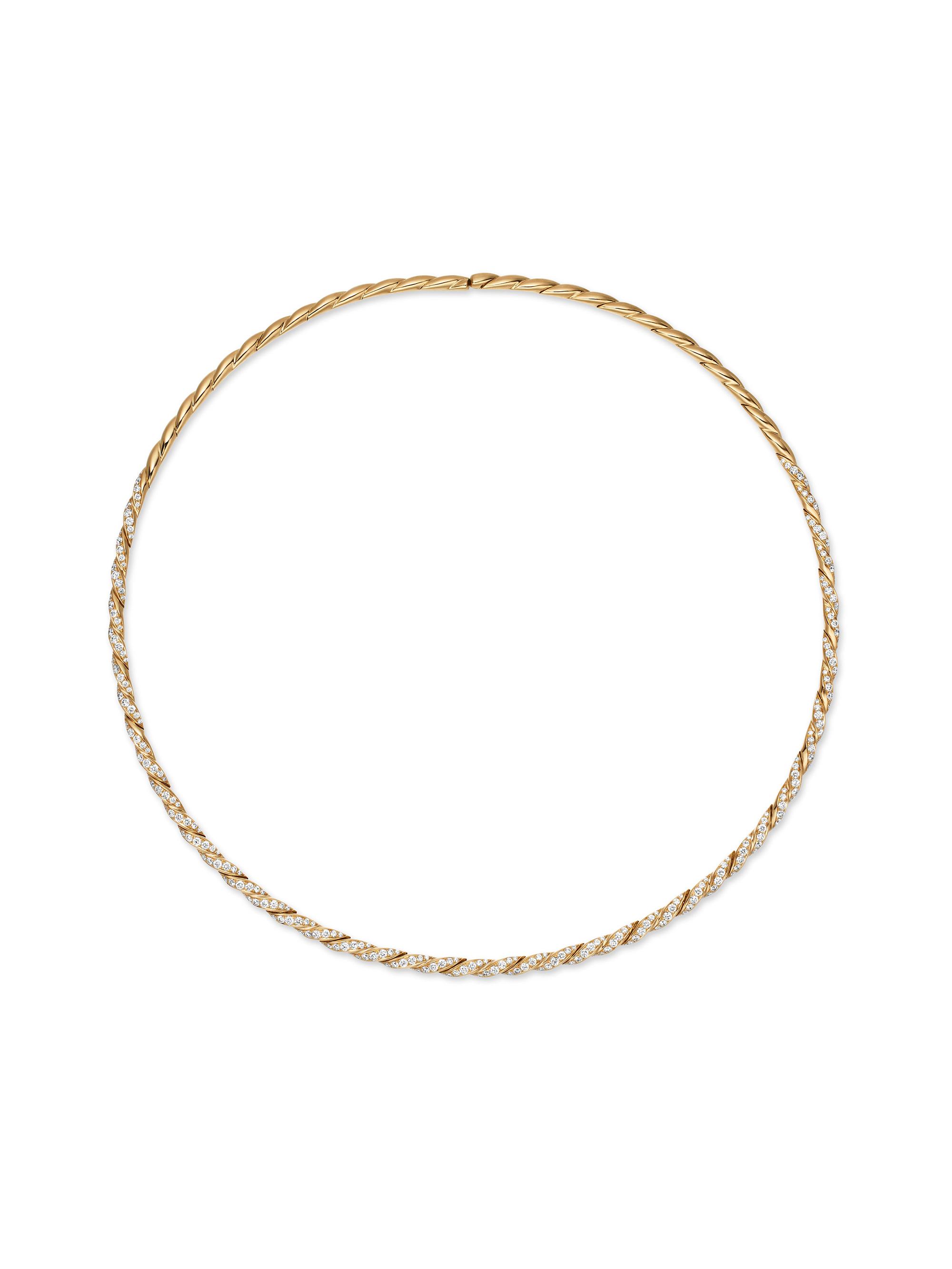 David Yurman Women's Sculpted Cable Flex Necklace in 18K Yellow Gold with Diamonds, 3.7MM - Diamond