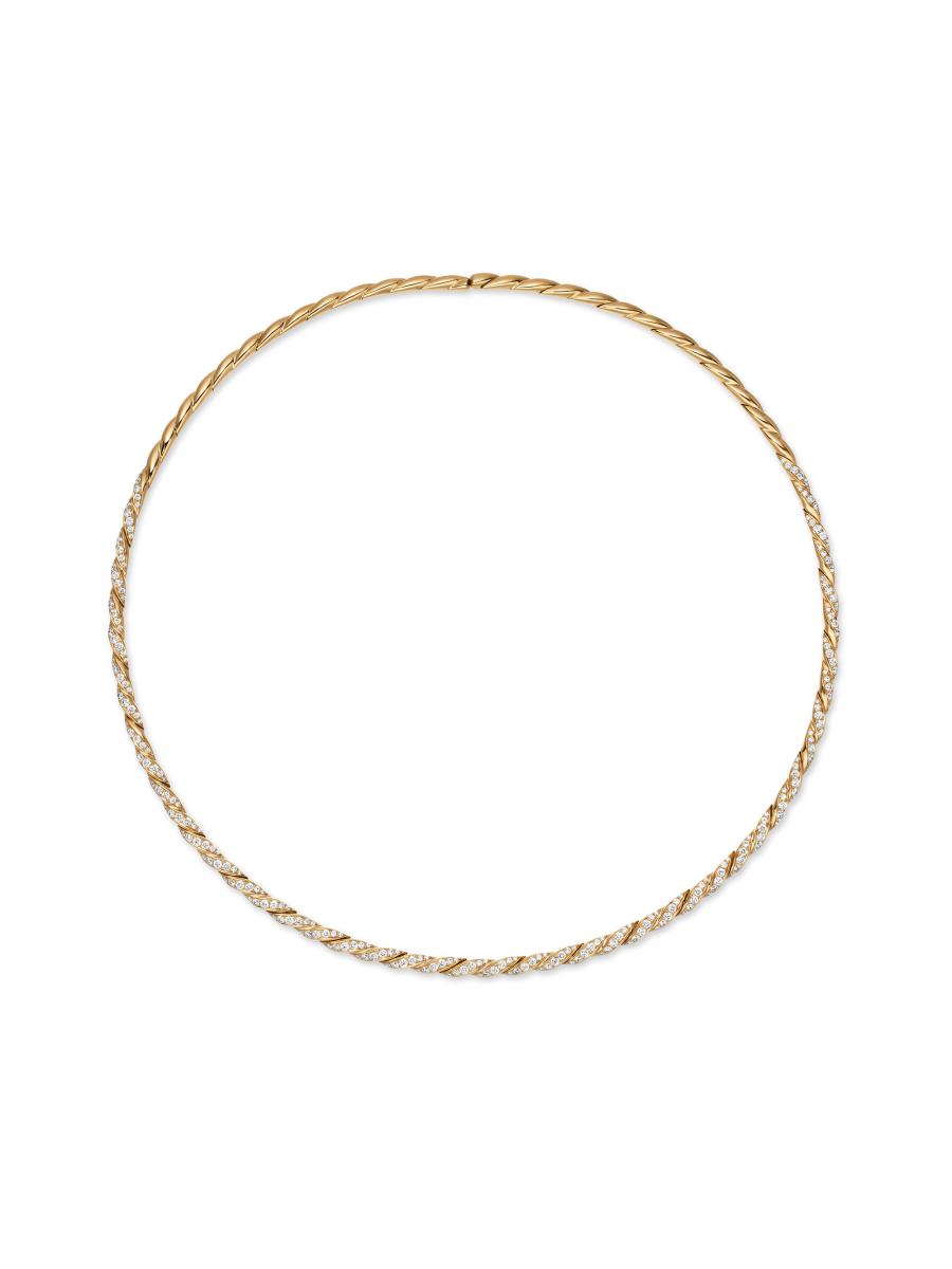 David Yurman Women's Sculpted Cable Flex Necklace In 18k Yellow Gold With Diamonds, 3.7mm