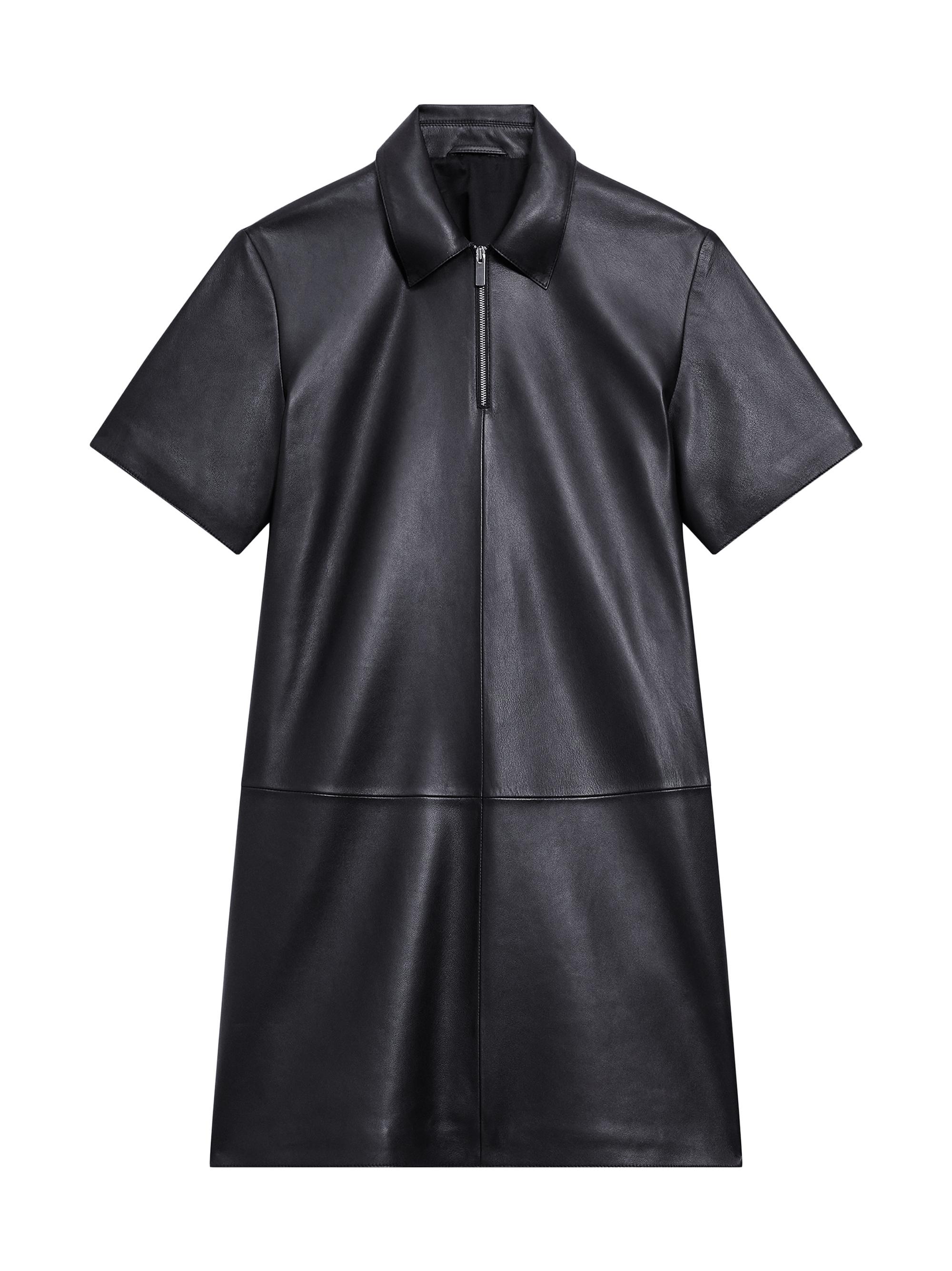 Theory Leather A-Line Knee-Length Shirtdress | Saks Fifth Avenue
