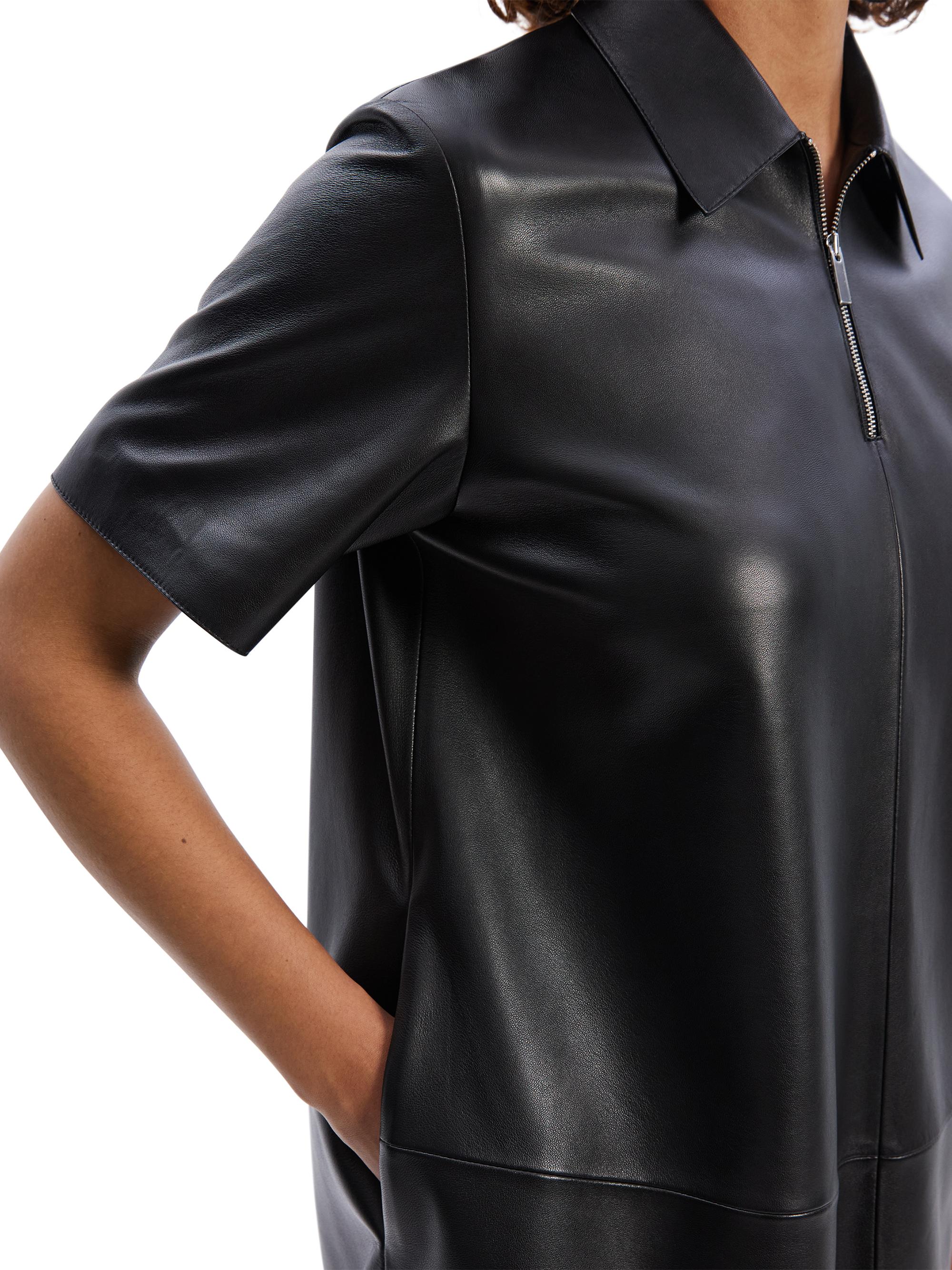 Theory Leather A-Line Knee-Length Shirtdress | Saks Fifth Avenue