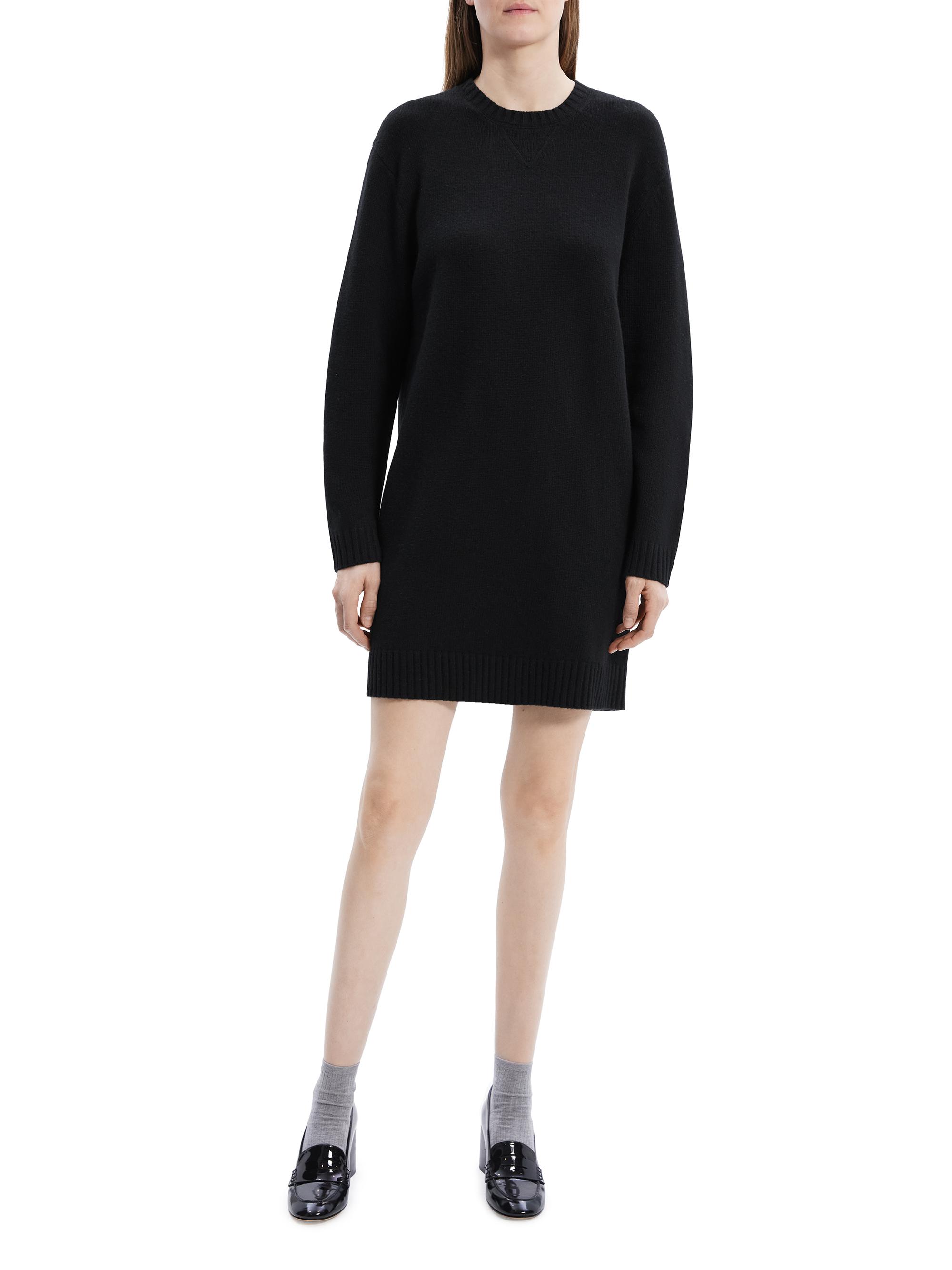 Theory Women's Wool & Cashmere Sweater Dress - Black - Size L