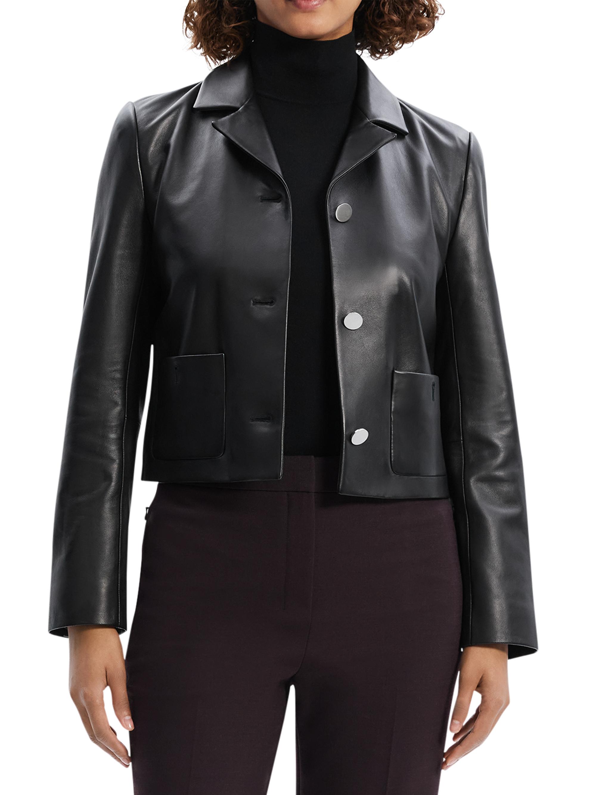 Theory Leather Cropped Boxy Jacket | Saks Fifth Avenue