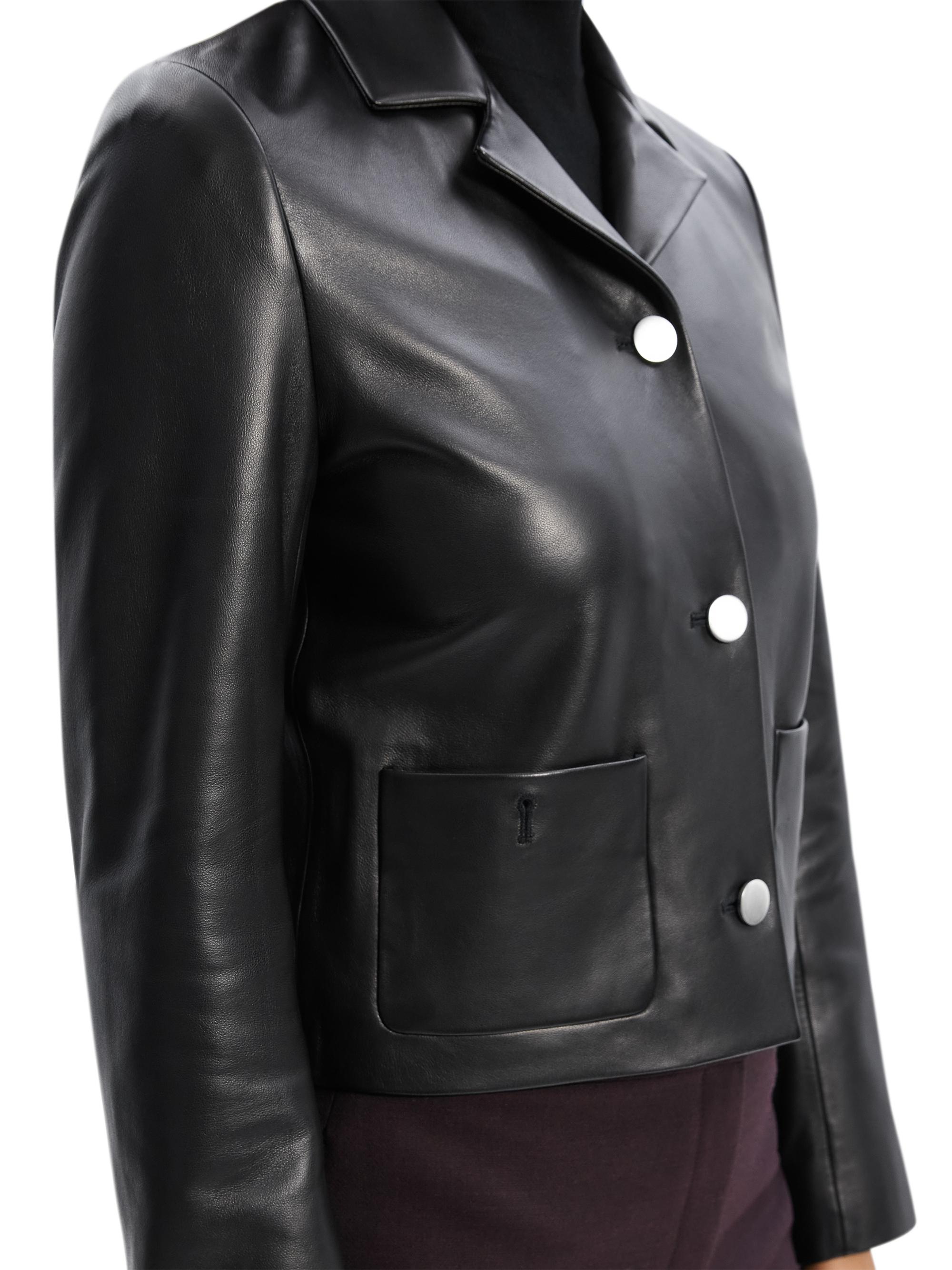 ジャケット・アウター theory 19AW IDEAL LEATHER CROP CREW JKT THEORY Leather jacket | THE OUTNET
