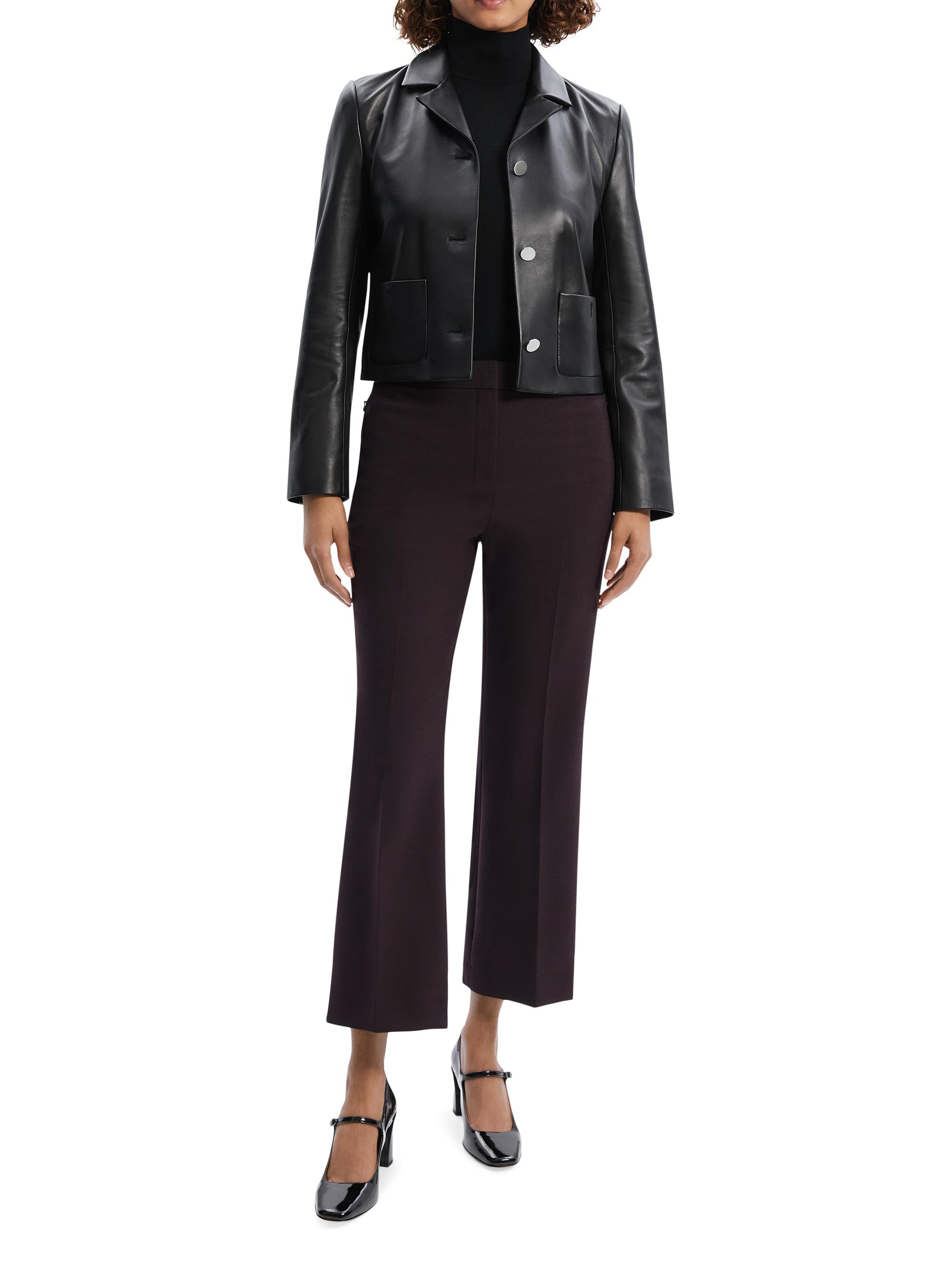 ジャケット・アウター theory 19AW IDEAL LEATHER CROP CREW JKT Theory Leather Cropped Boxy Jacket | Saks Fifth Avenue