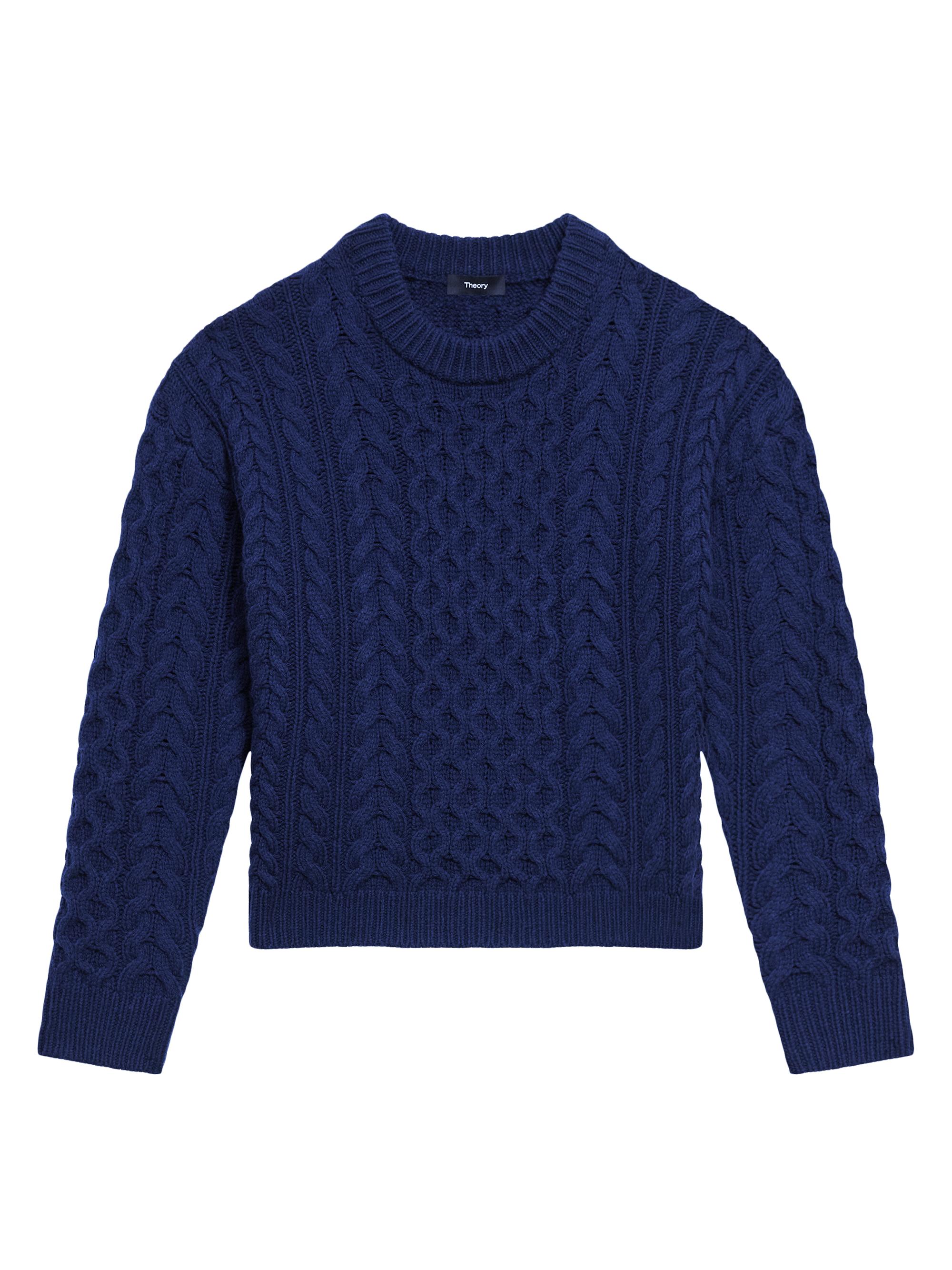 Theory Women's Aran Wool-Cashmere Sweater - Dark Denim