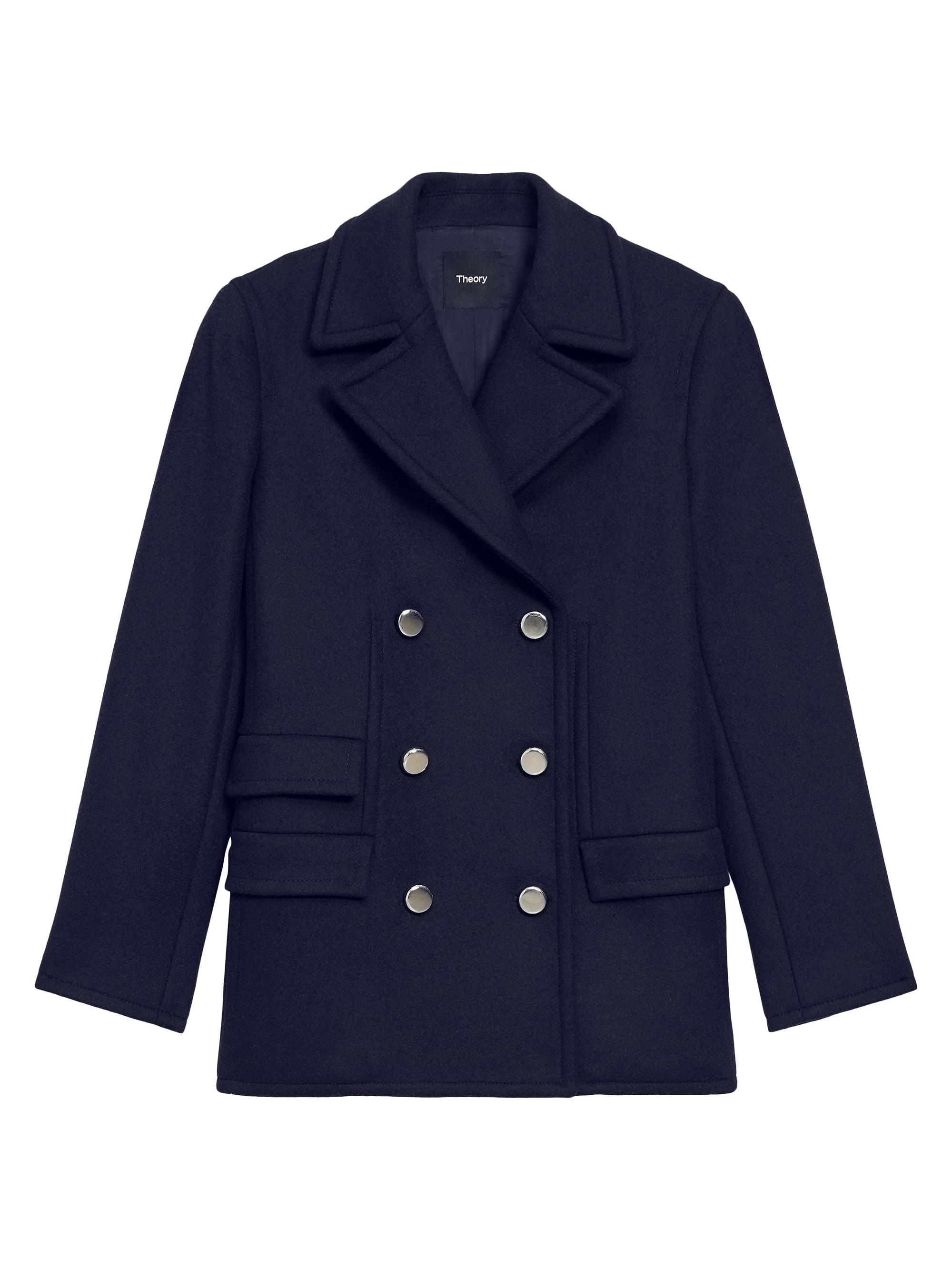 Theory Women's Wool-Blend Double-Breasted Peacoat - Baltic
