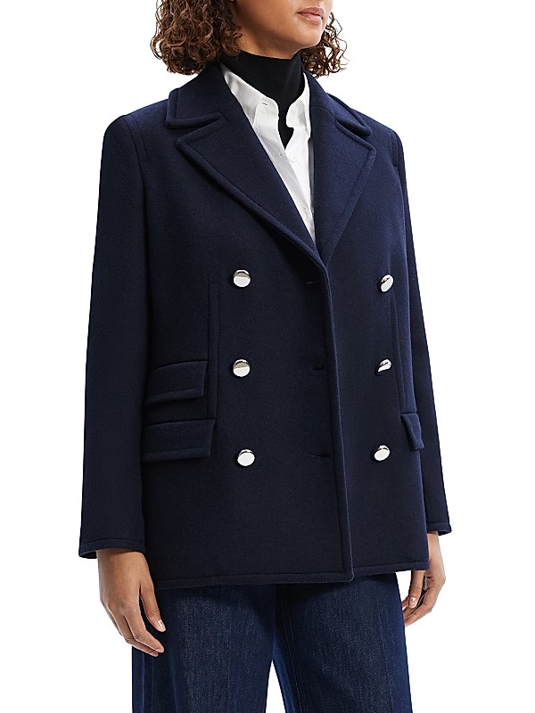 Shop Theory Wool-Blend Double-Breasted Peacoat | Saks Fifth Shop Theory Wool-Blend Double-Breasted Peacoat | Saks Fifth