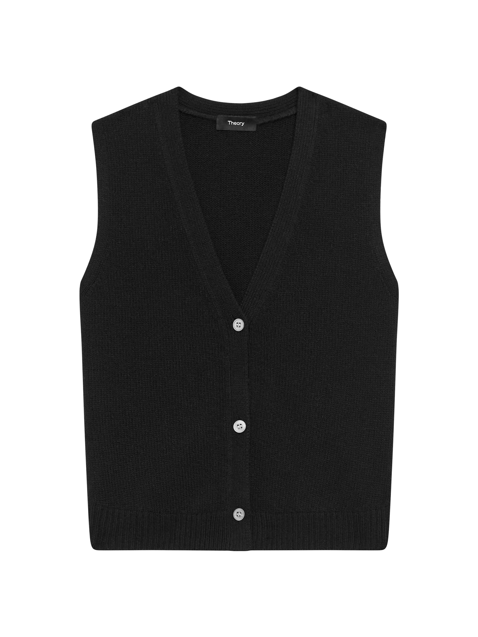 Theory Women's Wool-Blend Knit Button-Front Vest - Black