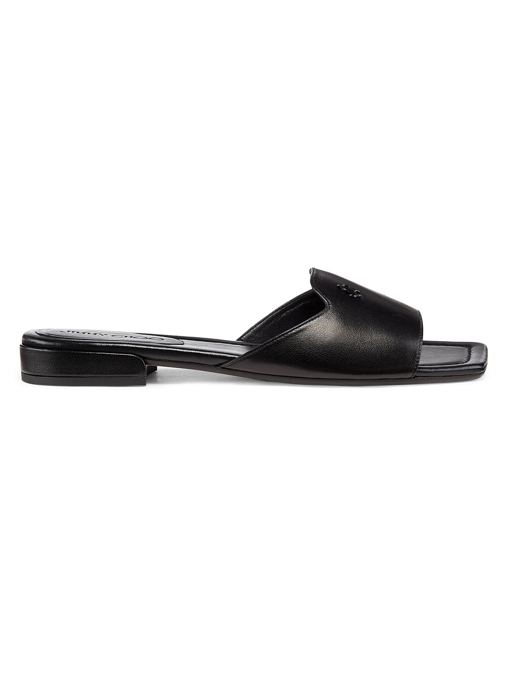 Jimmy Choo Women's Dina Logo Leather Sandals - Black