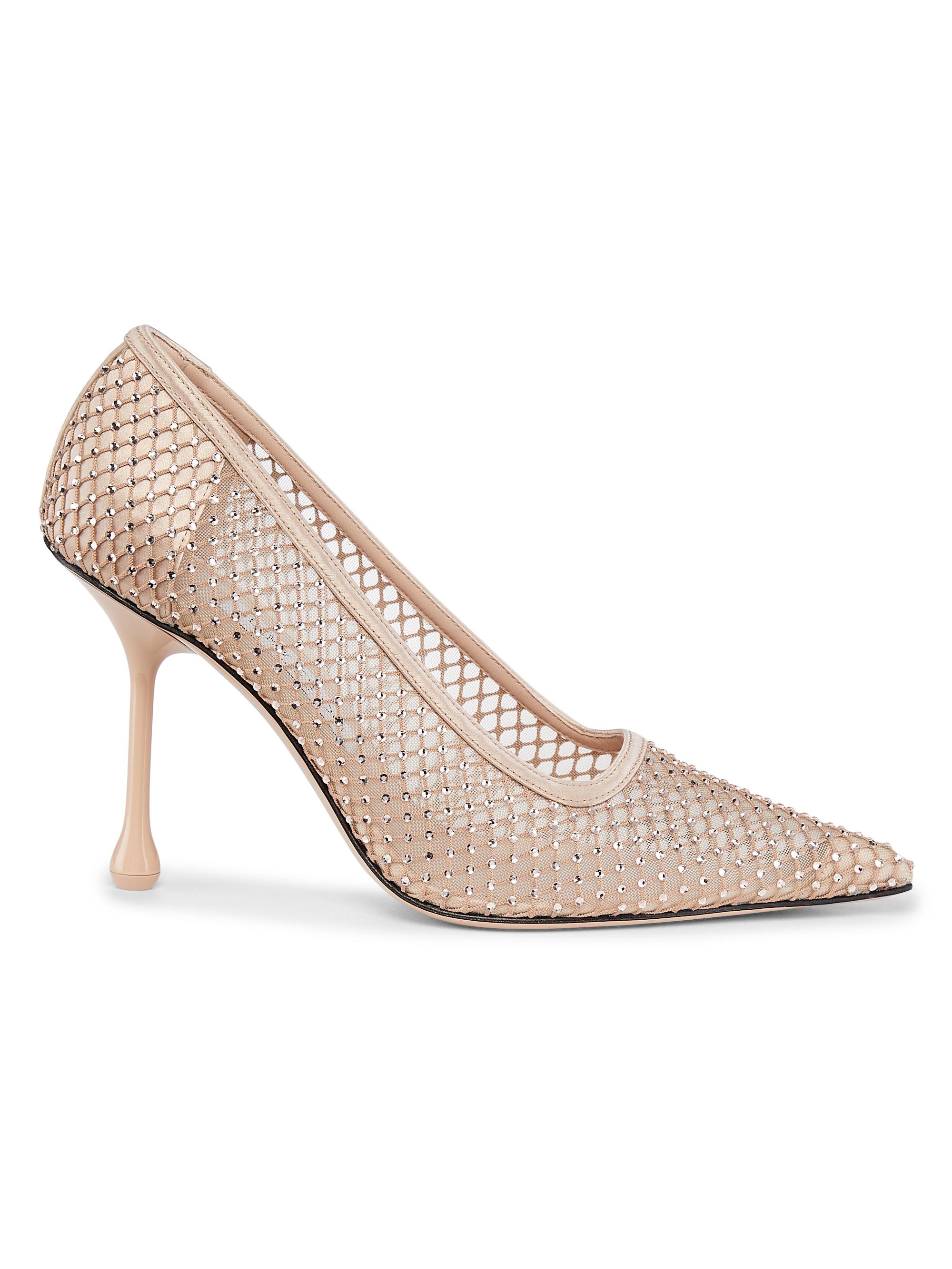Jimmy Choo Isa 95MM Crystal-Embellished Mesh Pumps | Saks