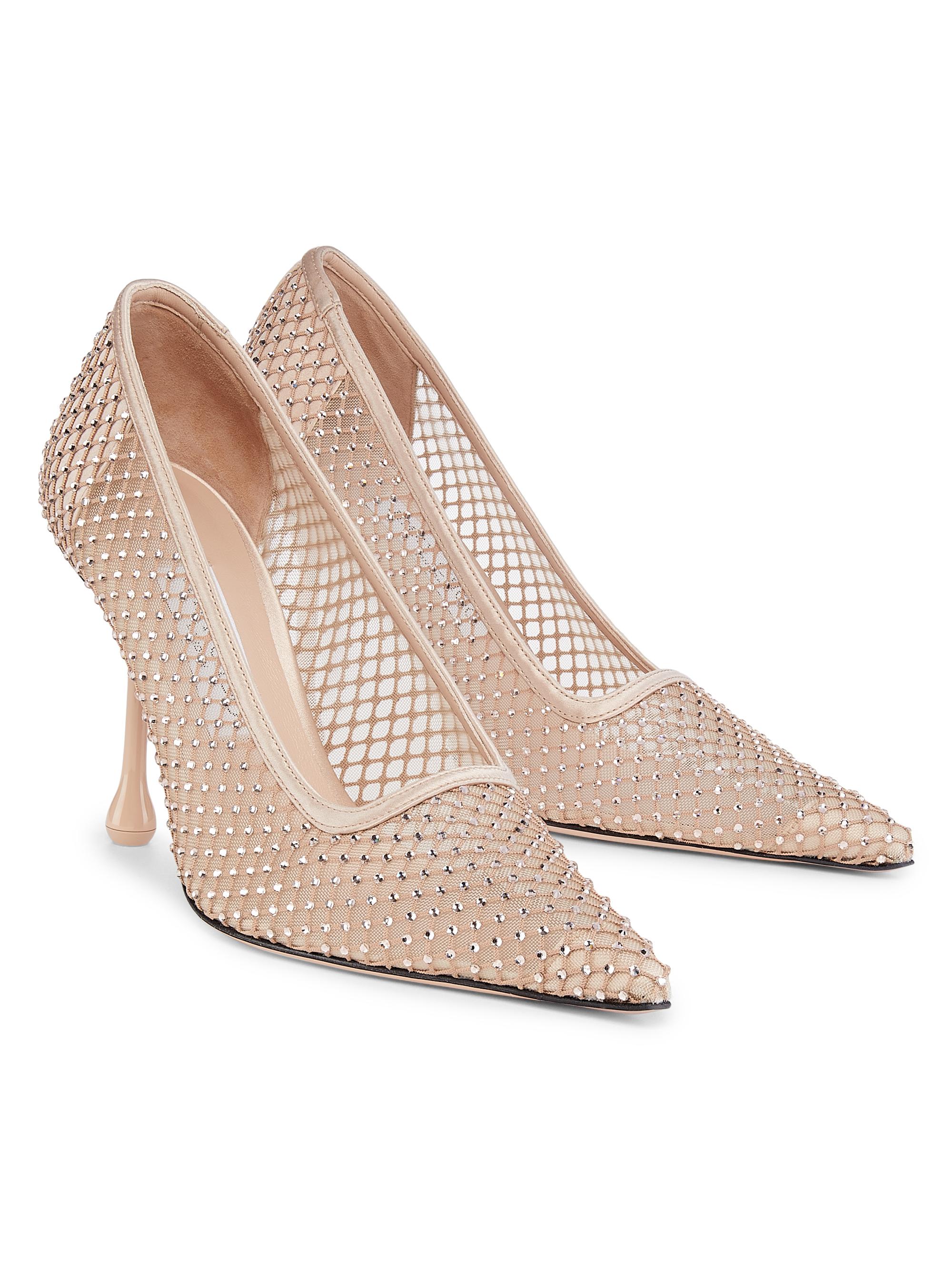 Jimmy Choo Isa 95MM Crystal-Embellished Mesh Pumps | Saks Fifth Avenue