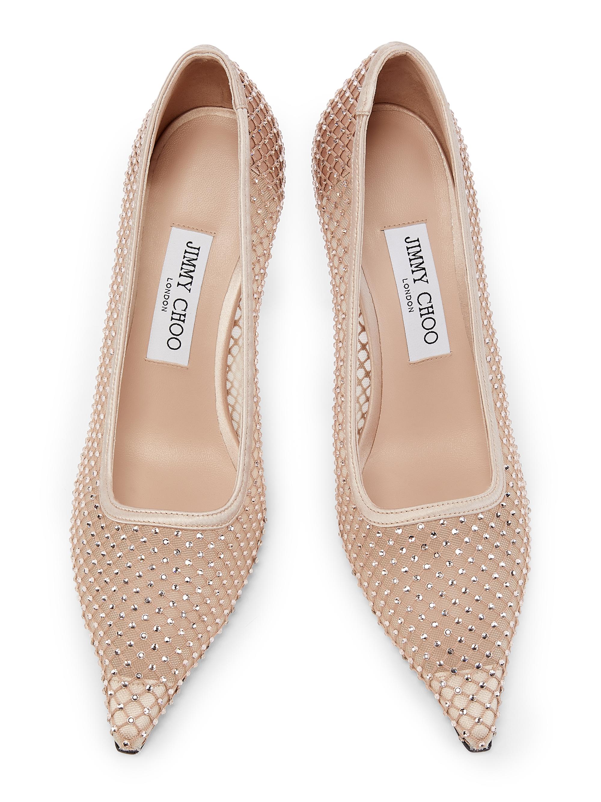 Jimmy Choo Isa 95MM Crystal-Embellished Mesh Pumps | Saks