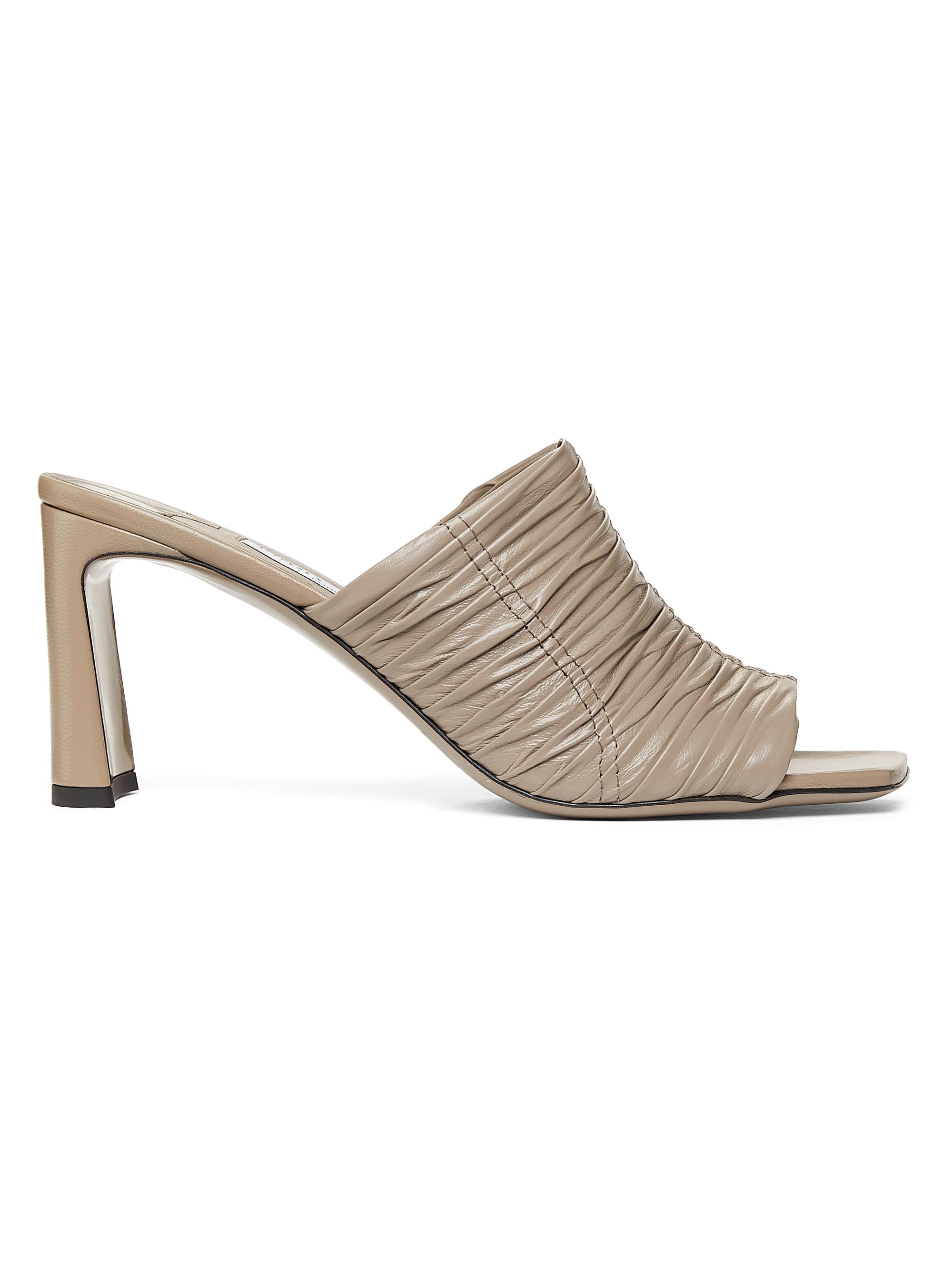 Jimmy Choo Women's Lua 75MM Ruched Leather Mules - Taupe