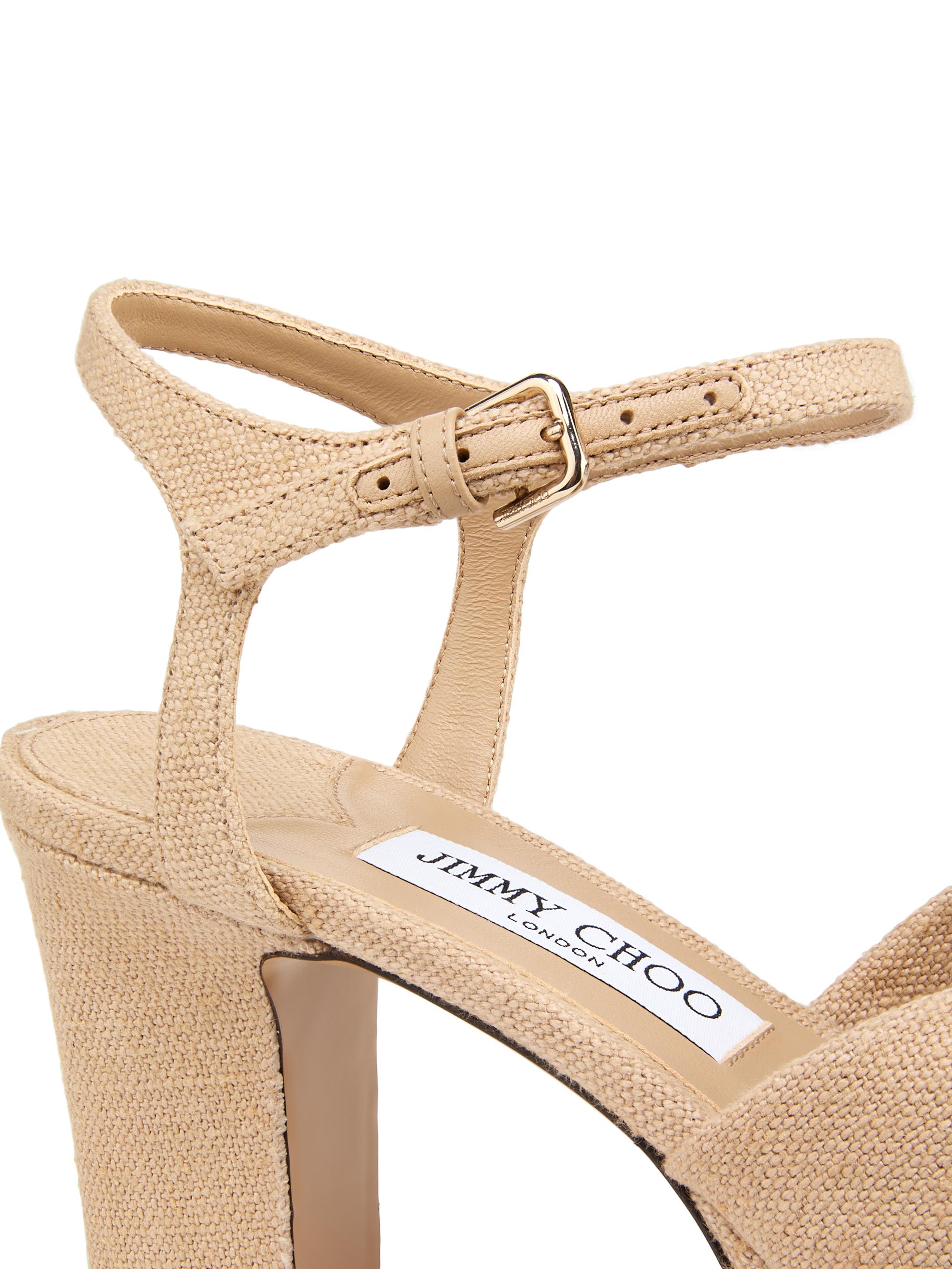 Jimmy Choo Heloise 80MM Linen Platform Sandals | Saks Fifth Avenue