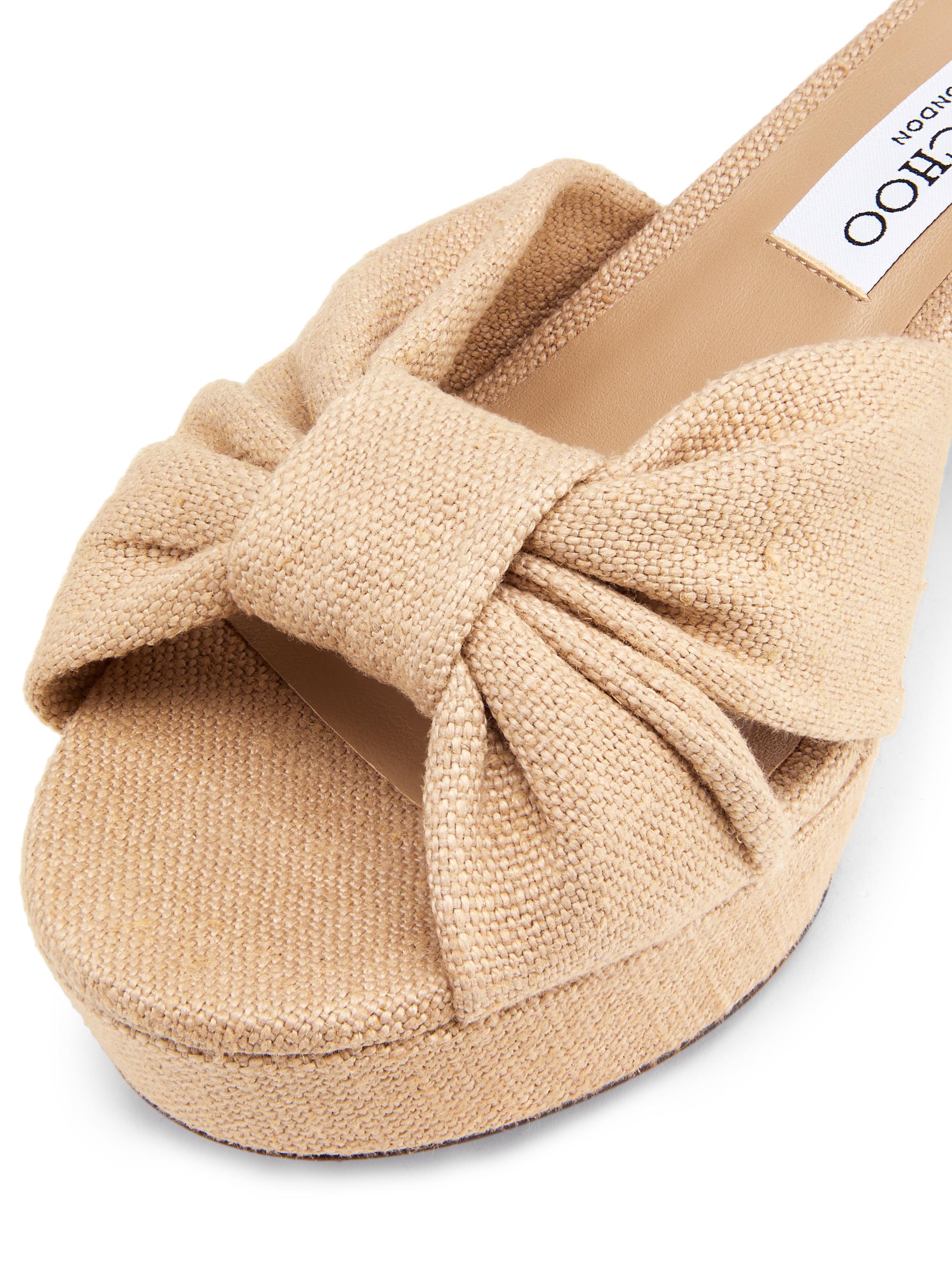 Jimmy Choo Heloise 80MM Linen Platform Sandals | Saks Fifth Avenue