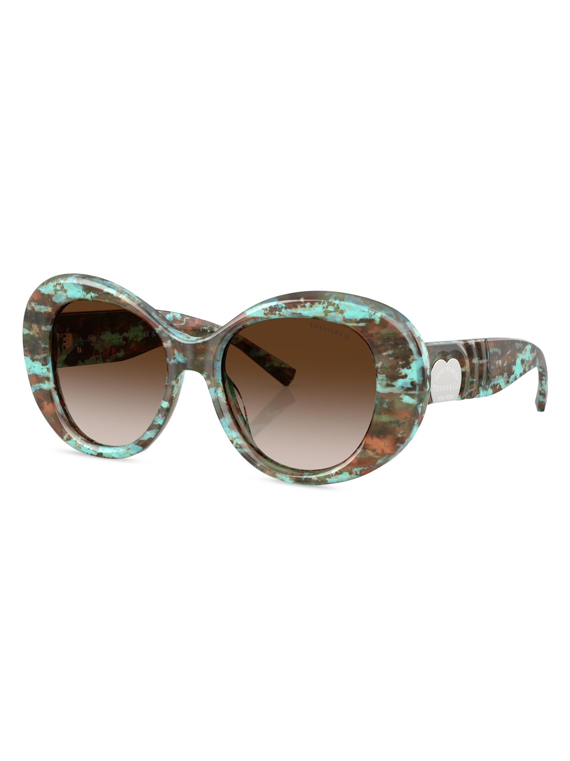 Tiffany & Co. Women's 52MM Round Sunglasses - Gradient Brown Tiffany Blue Havana