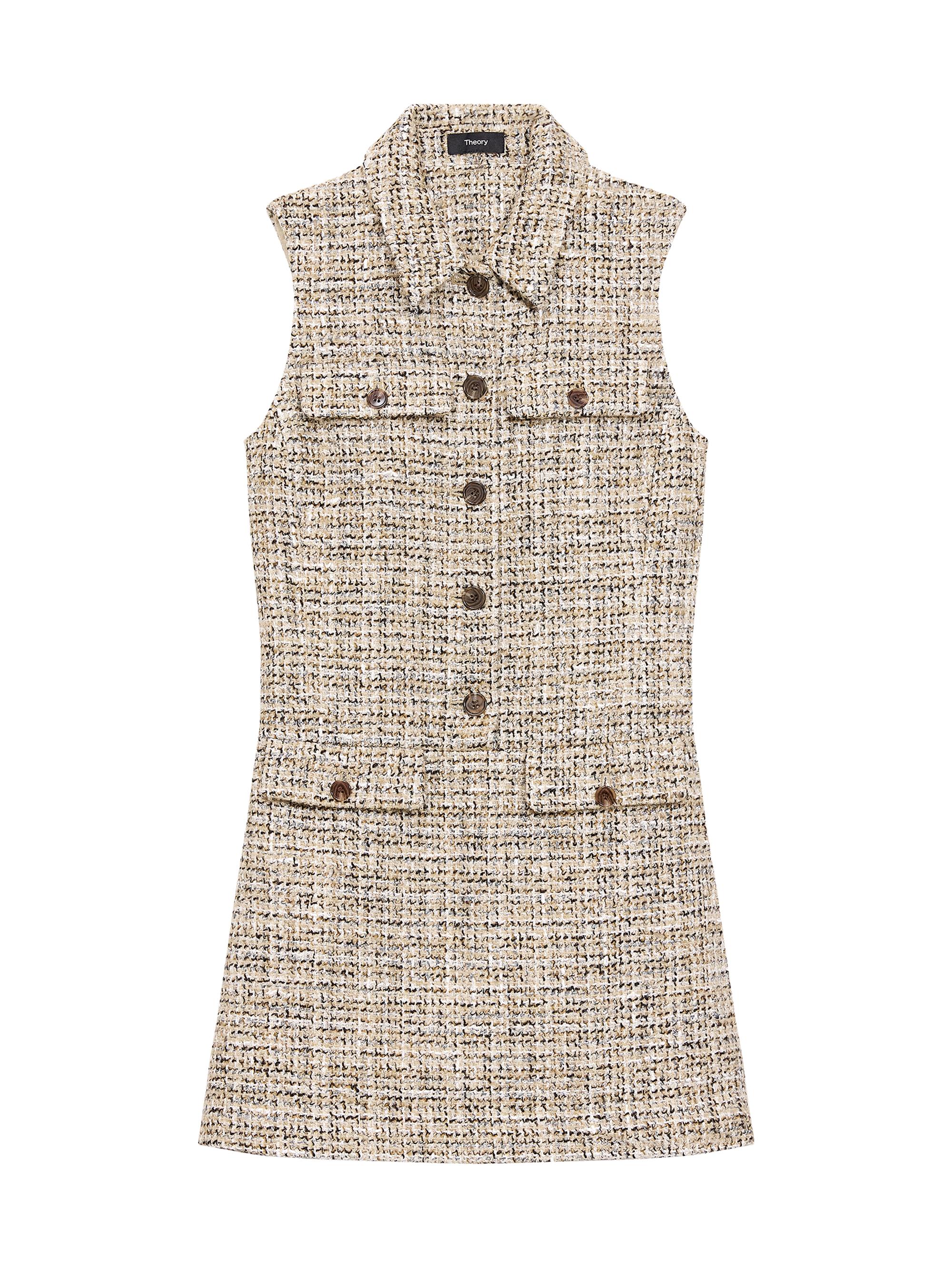 Theory Women's Tweed Sleeveless Minidress - Wheat Multi