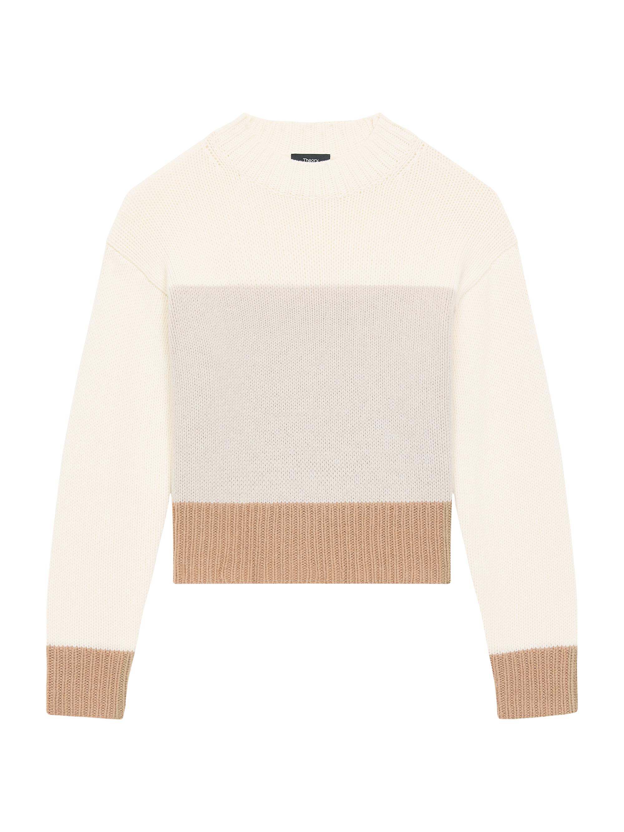 Theory Women's Color Blocked Wool-Cashmere Crop Sweater -  Multi