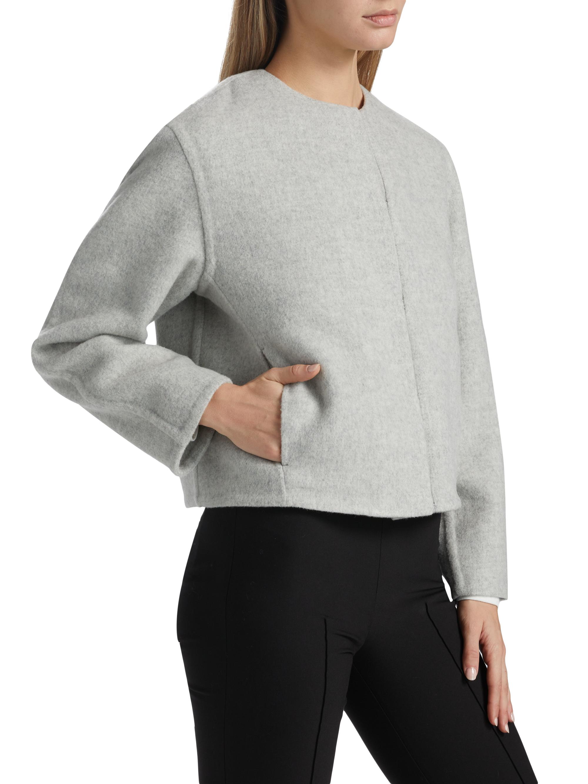 Double Wool Collarless Jacket