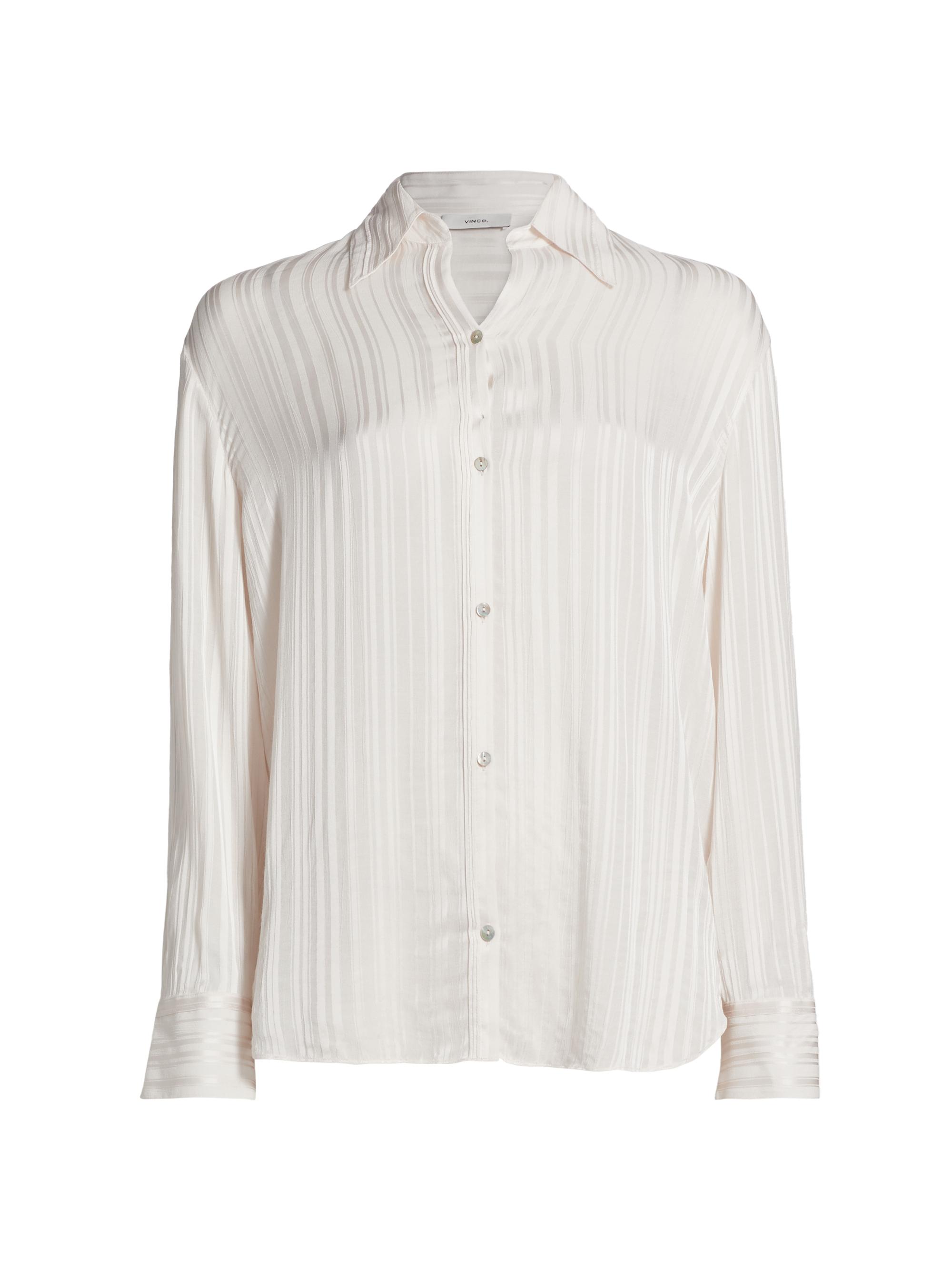 Vince Women's Sheer Stripe Pintuck Blouse - Creme