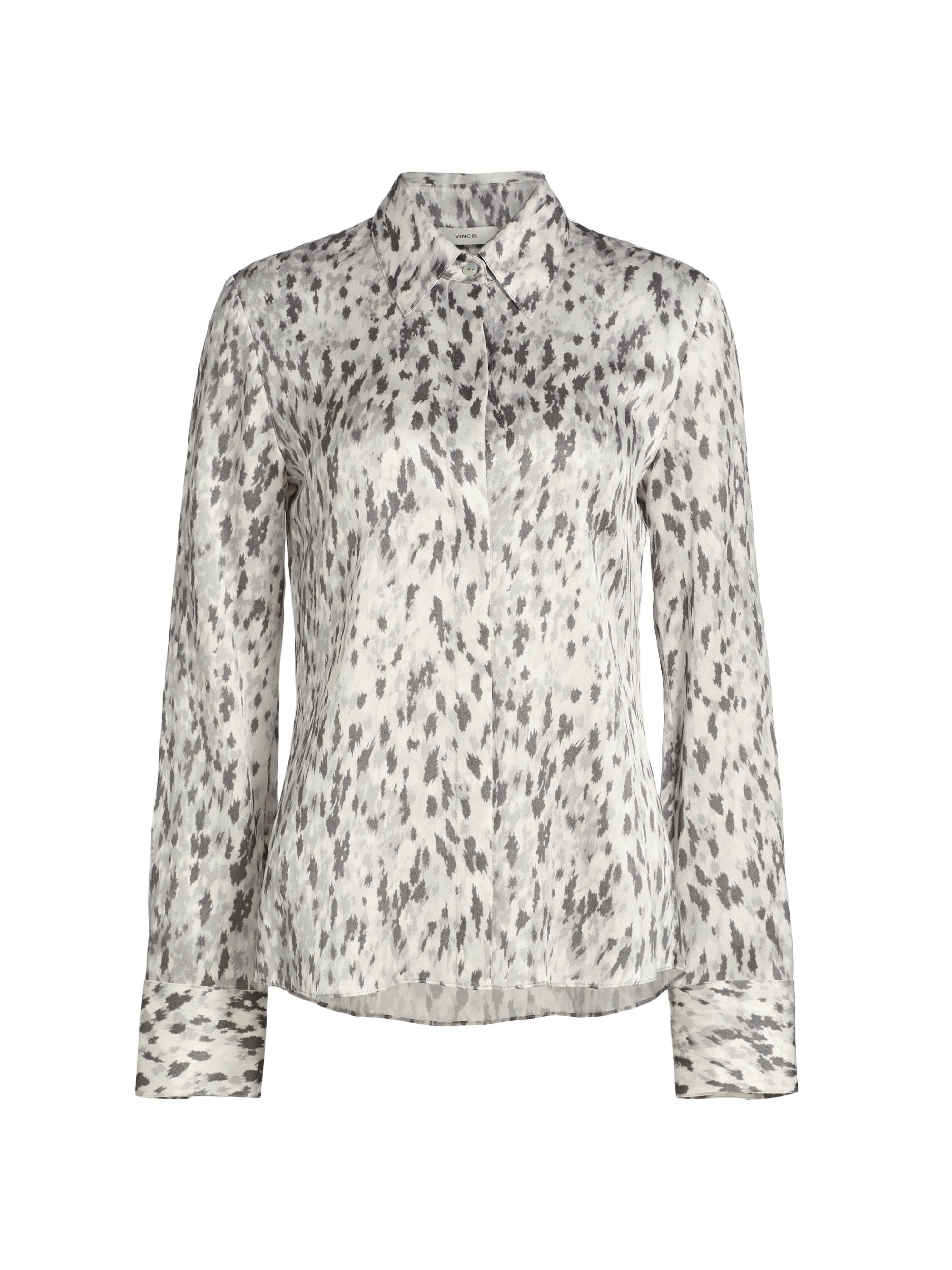 Vince Women's Onyx Printed Satin Shirt - Grey Onyx