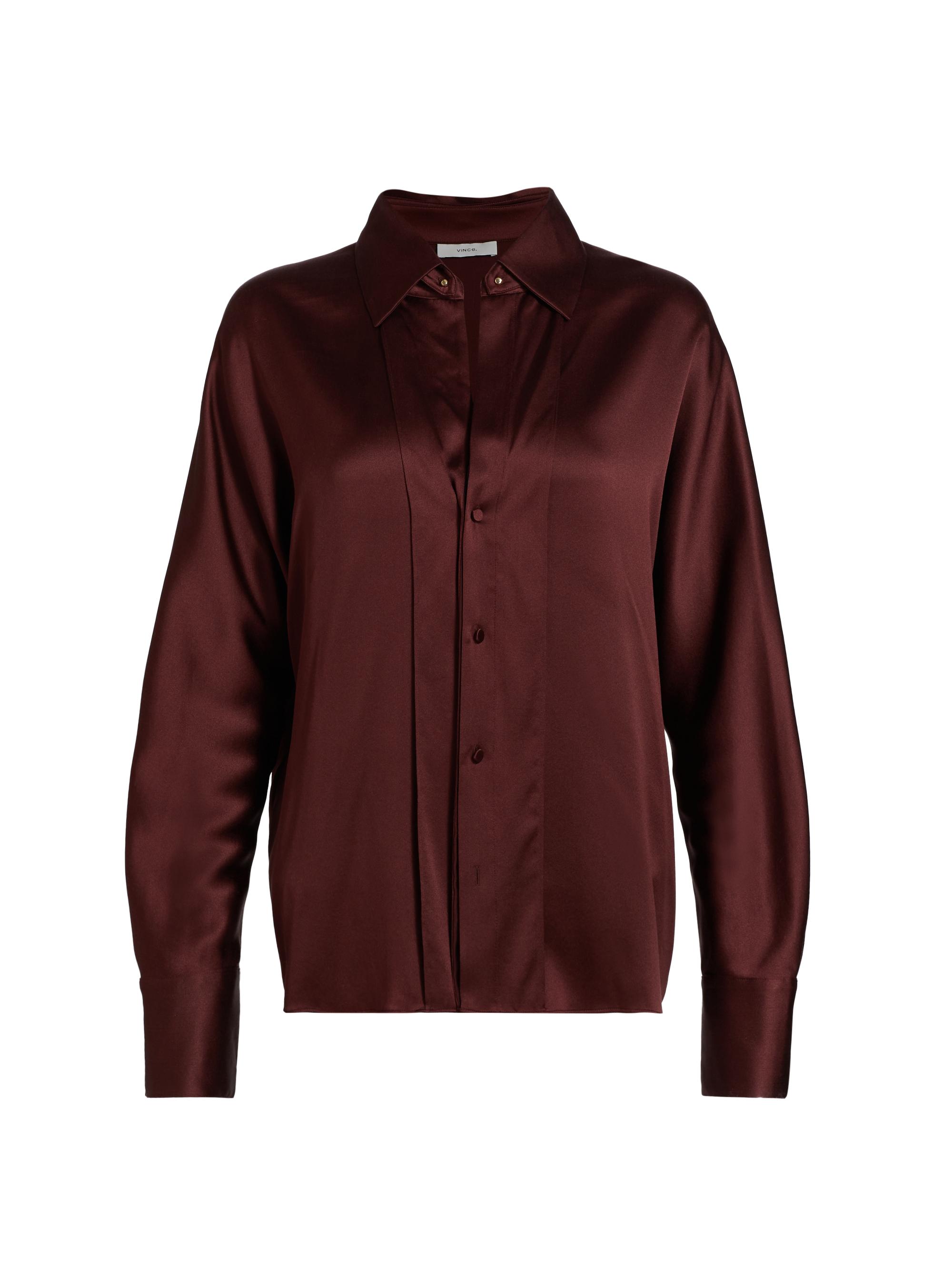 Vince Women's Satin Button-Front Shirt - Black Rose