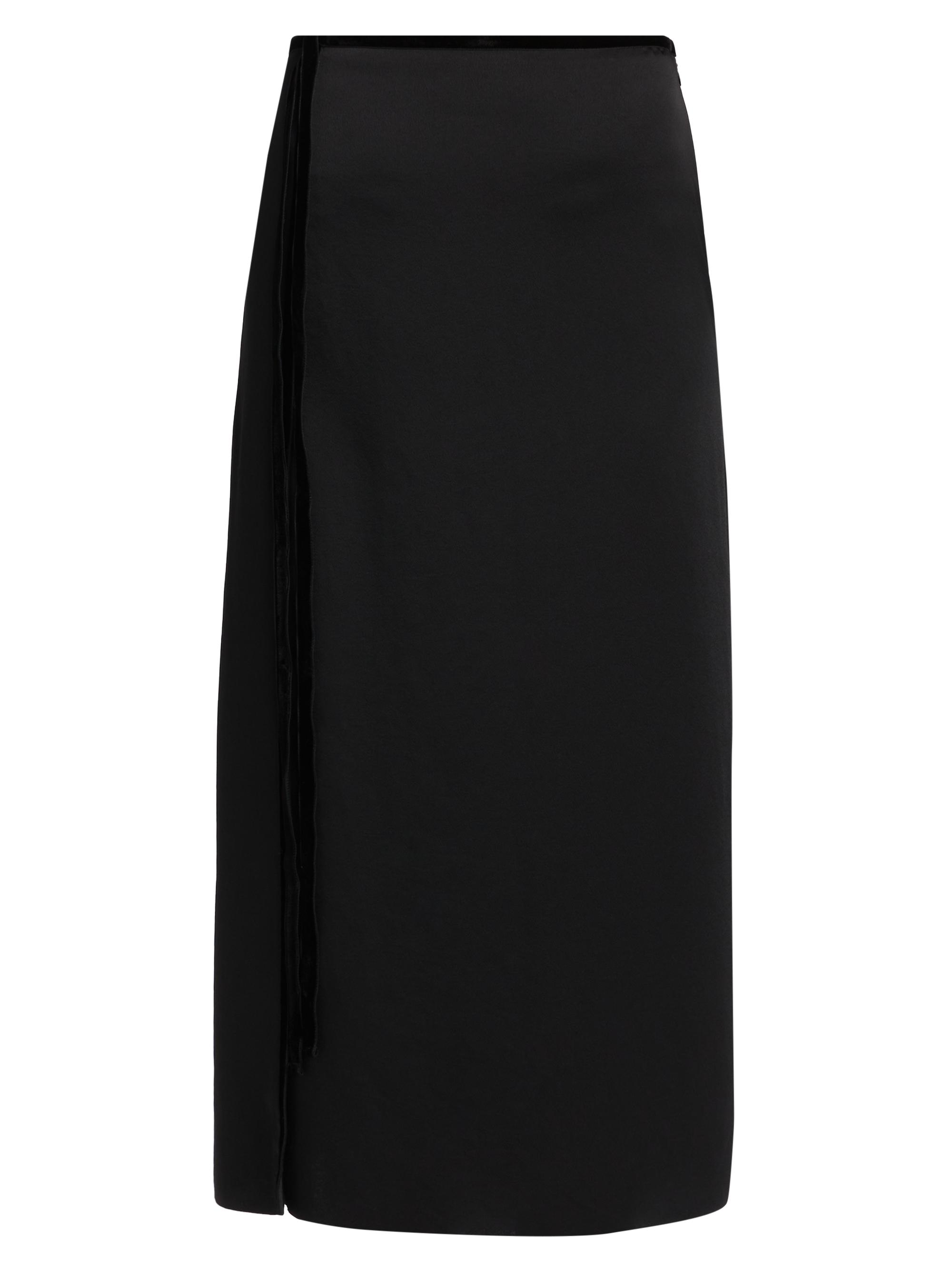 Vince Women's Velvet Trim Side-Slit Midi-Skirt - Black