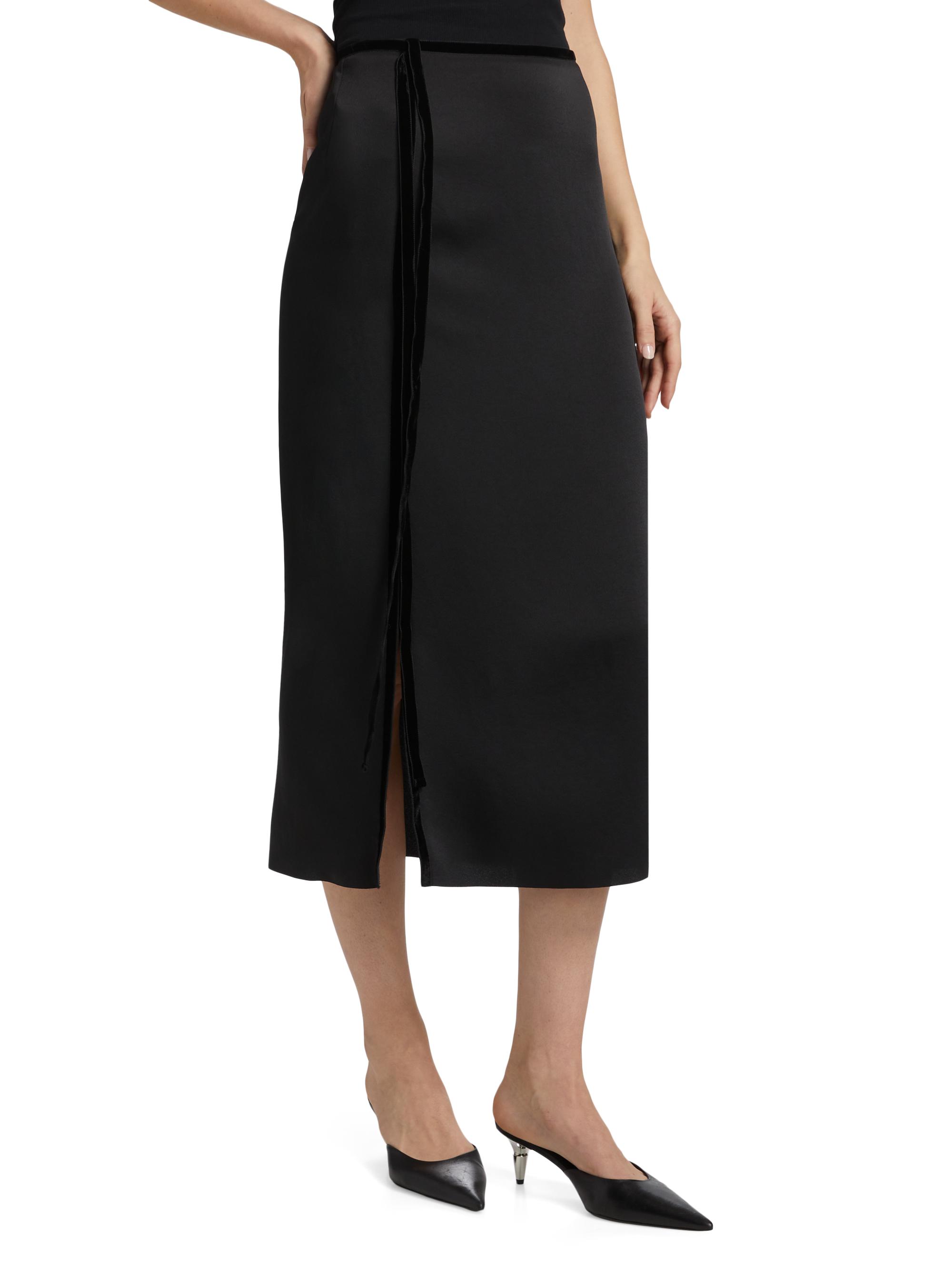 Vince Velvet Trim Side-Slit Midi-Skirt | Saks Fifth Avenue
