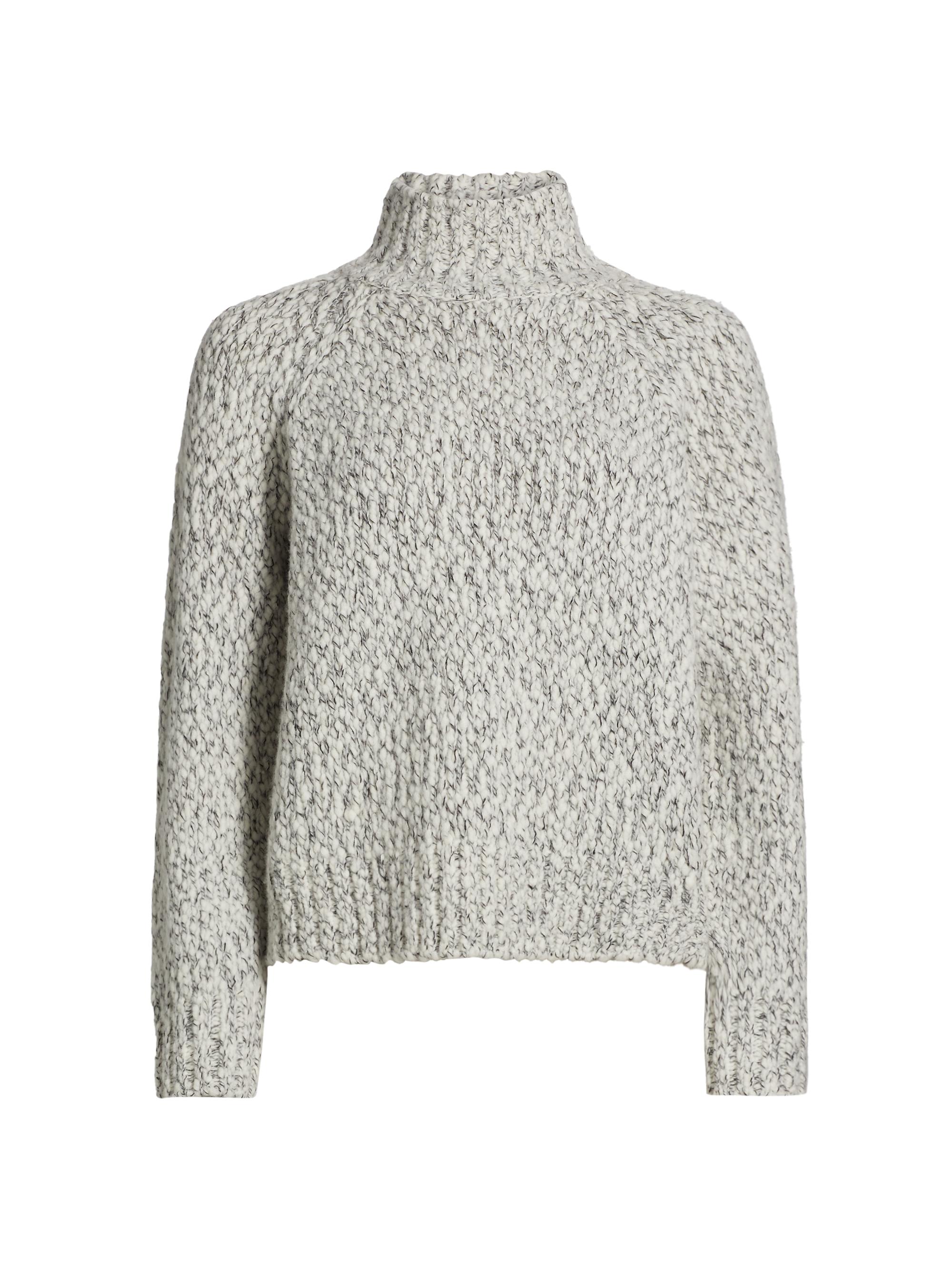 Vince Women's Marled Textured Turtleneck Sweater - Off White Black