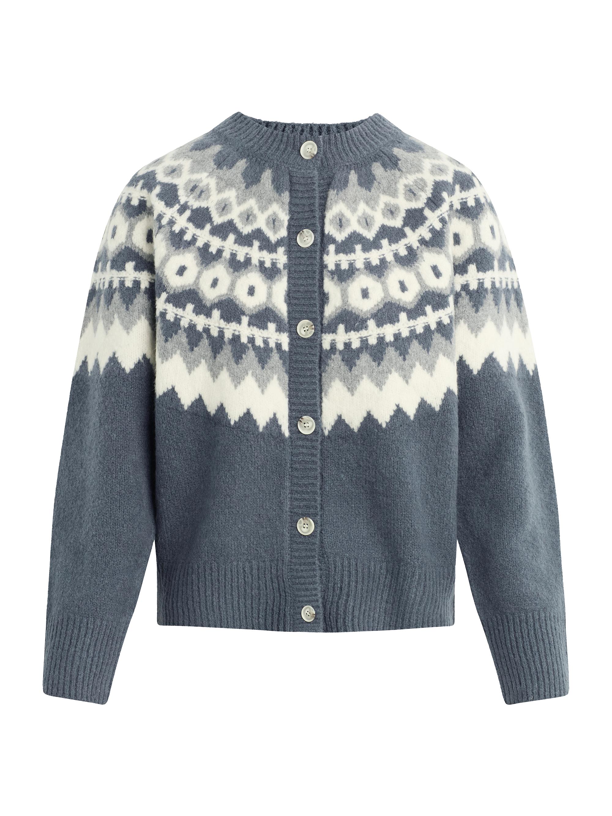 Favorite Daughter Women's The Snowed In Fair Isle Cardigan - Charcoal