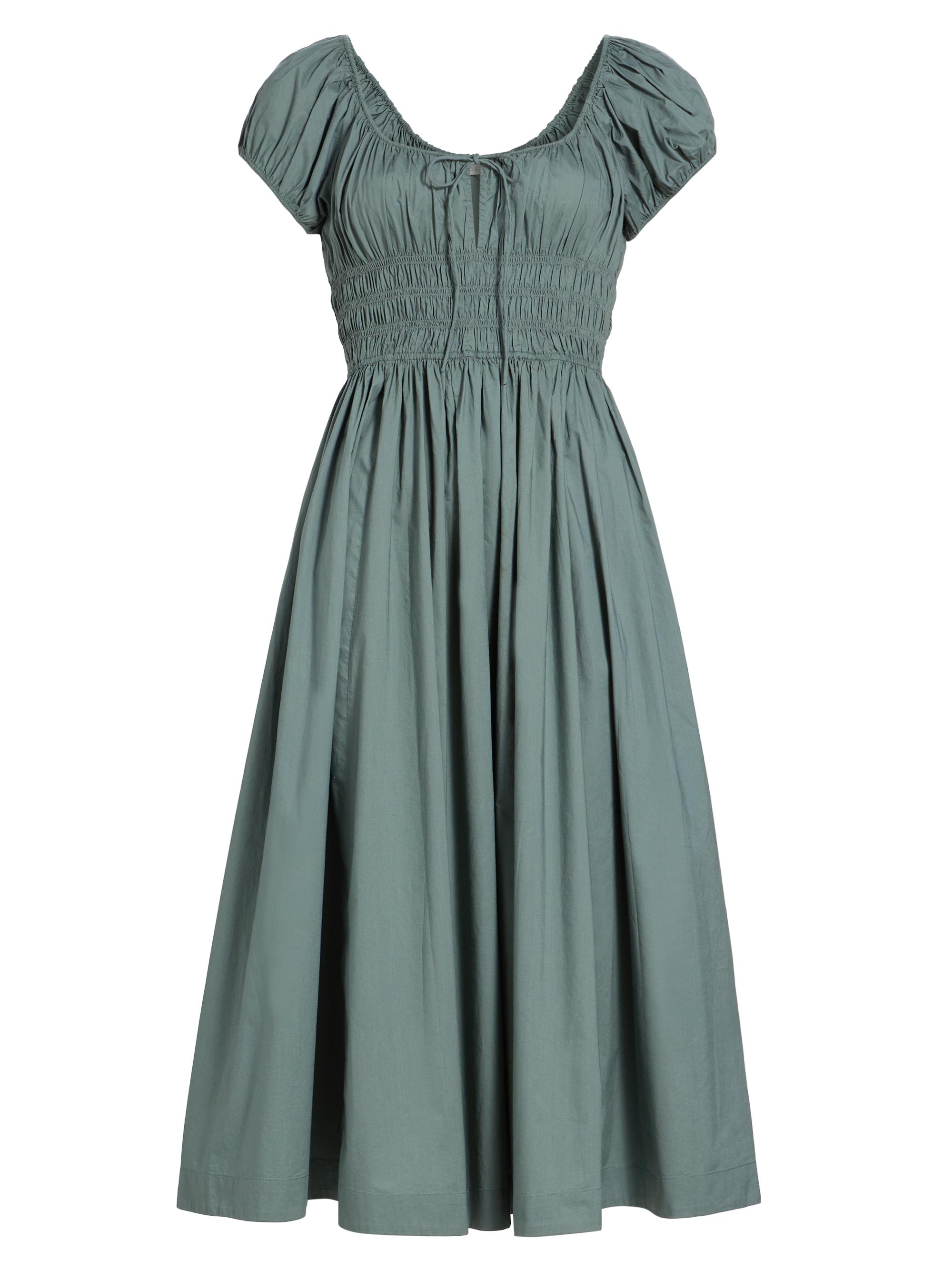 DÔEN Women's Quinn Smocked Cotton Scoopneck Midi-Dress - Lagoon