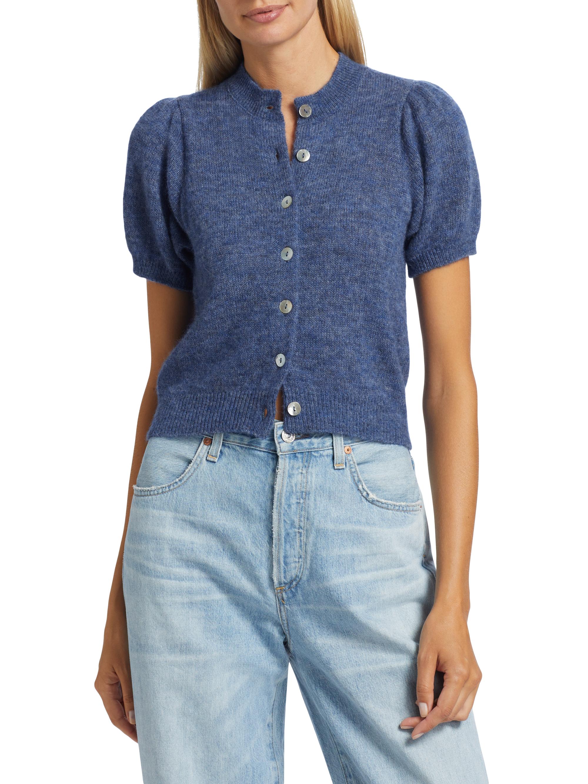 DÔEN Anisa Alpaca-Wool Short-Sleeve Crop Cardigan | Saks Fifth Avenue