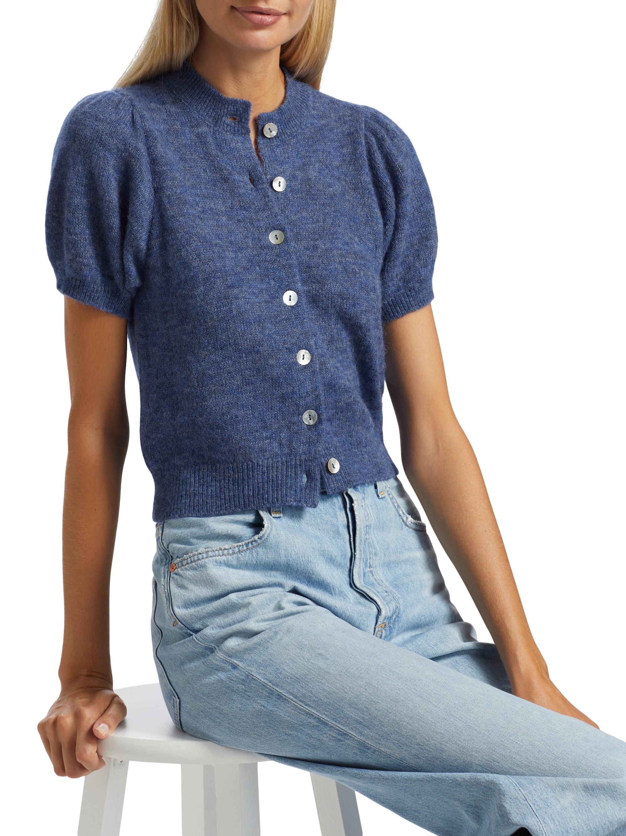 DÔEN Anisa Alpaca-Wool Short-Sleeve Crop Cardigan | Saks Fifth Avenue