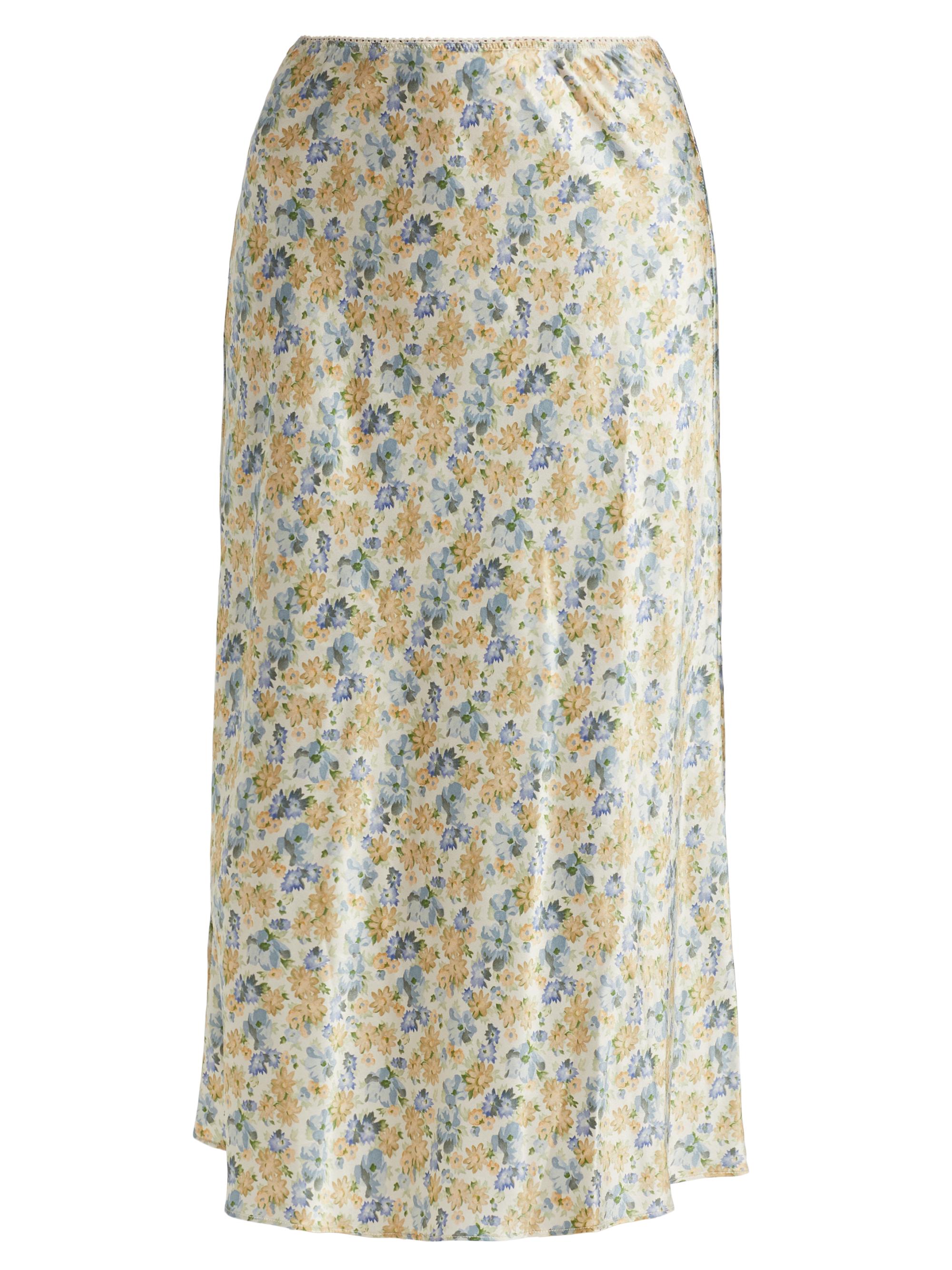 DÔEN Women's Elowen Floral Silk Midi-Skirt - Bleu Wildflower Thicket
