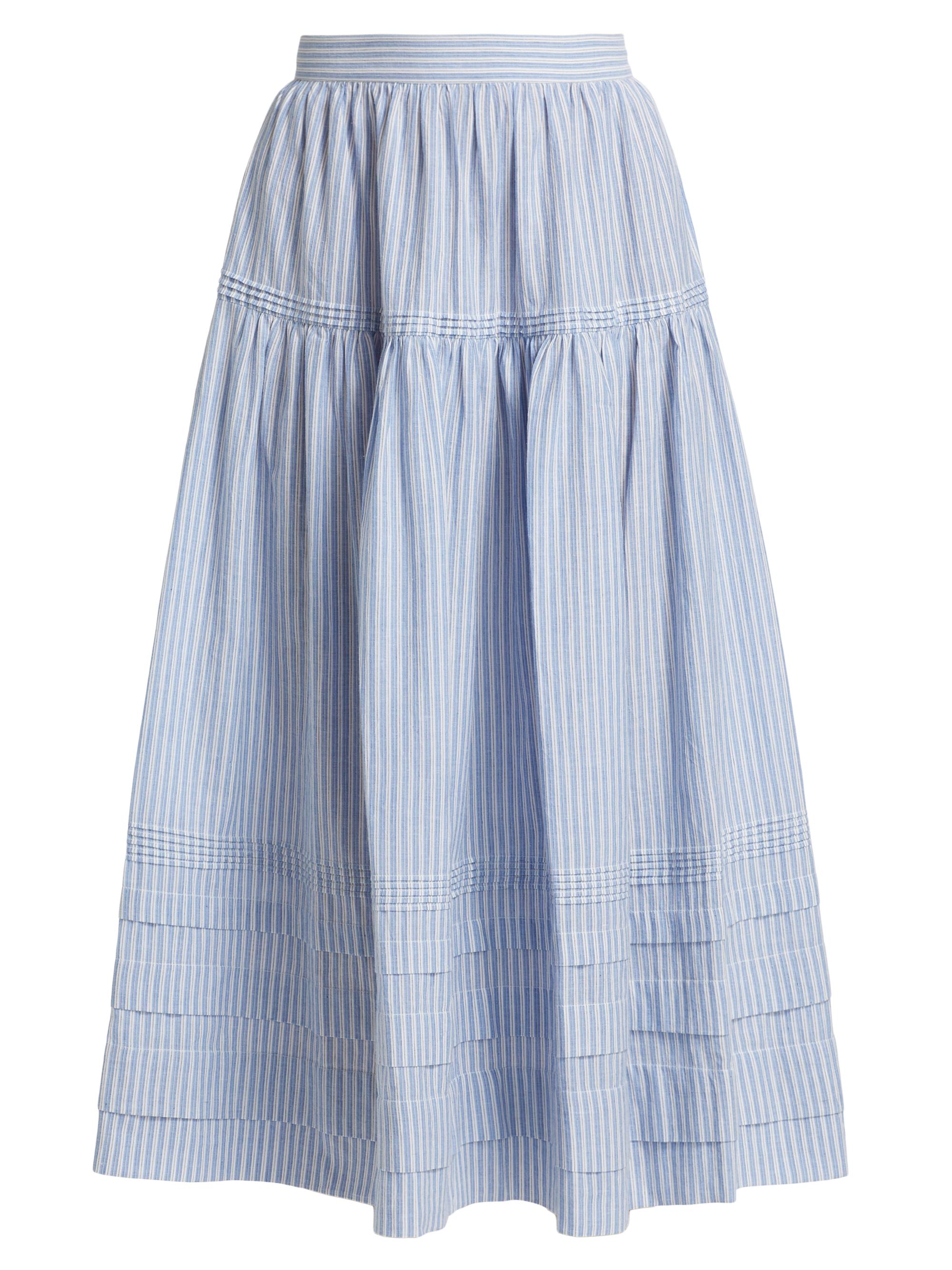 DÔEN Women's Sebastiane Striped Cotton Tiered Midi-Skirt - Montauk Stripe