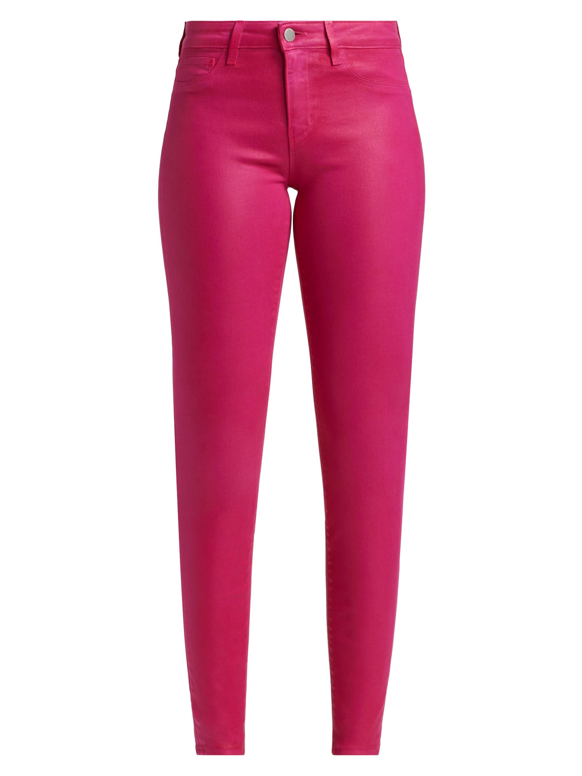 L'AGENCE Women's Marguerite High-Rise Skinny Jeans - Fuschia Pink Coated