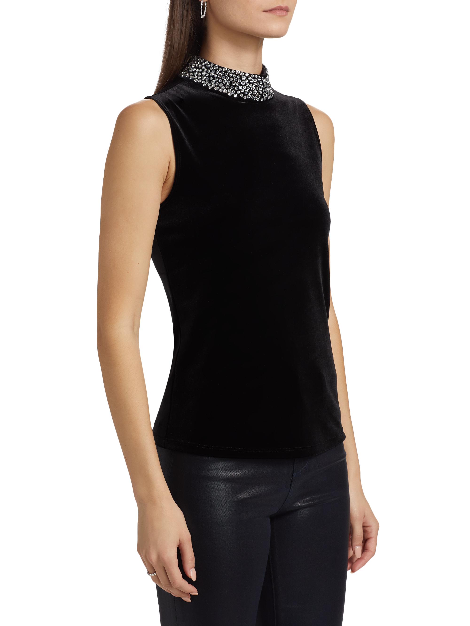 L'AGENCE Madelyn Crystal-Embellished Mock Turtleneck Sleeveless