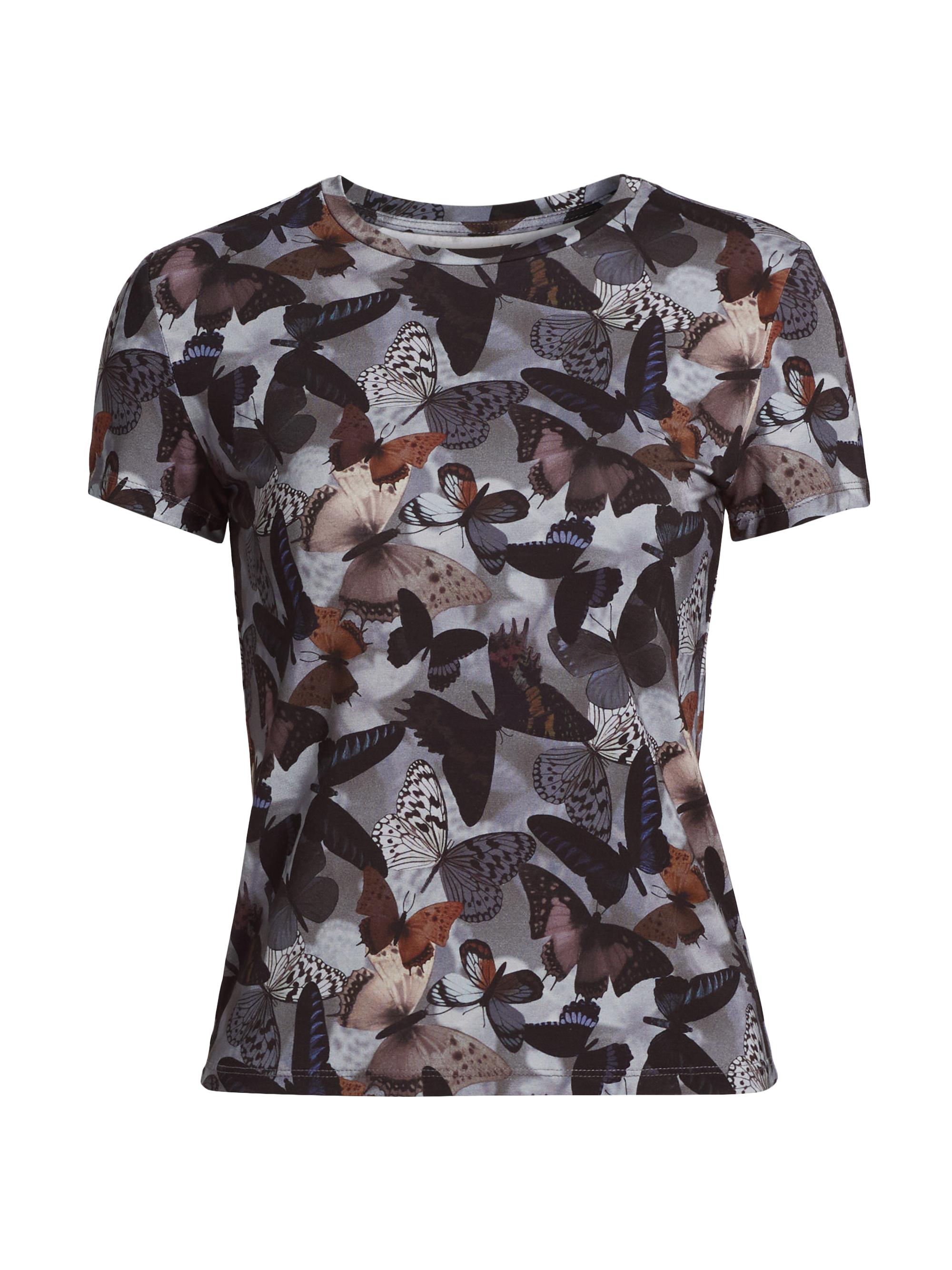 L'AGENCE Women's Ressi Butterfly Crewneck T-Shirt - Multi Dark Butterfly