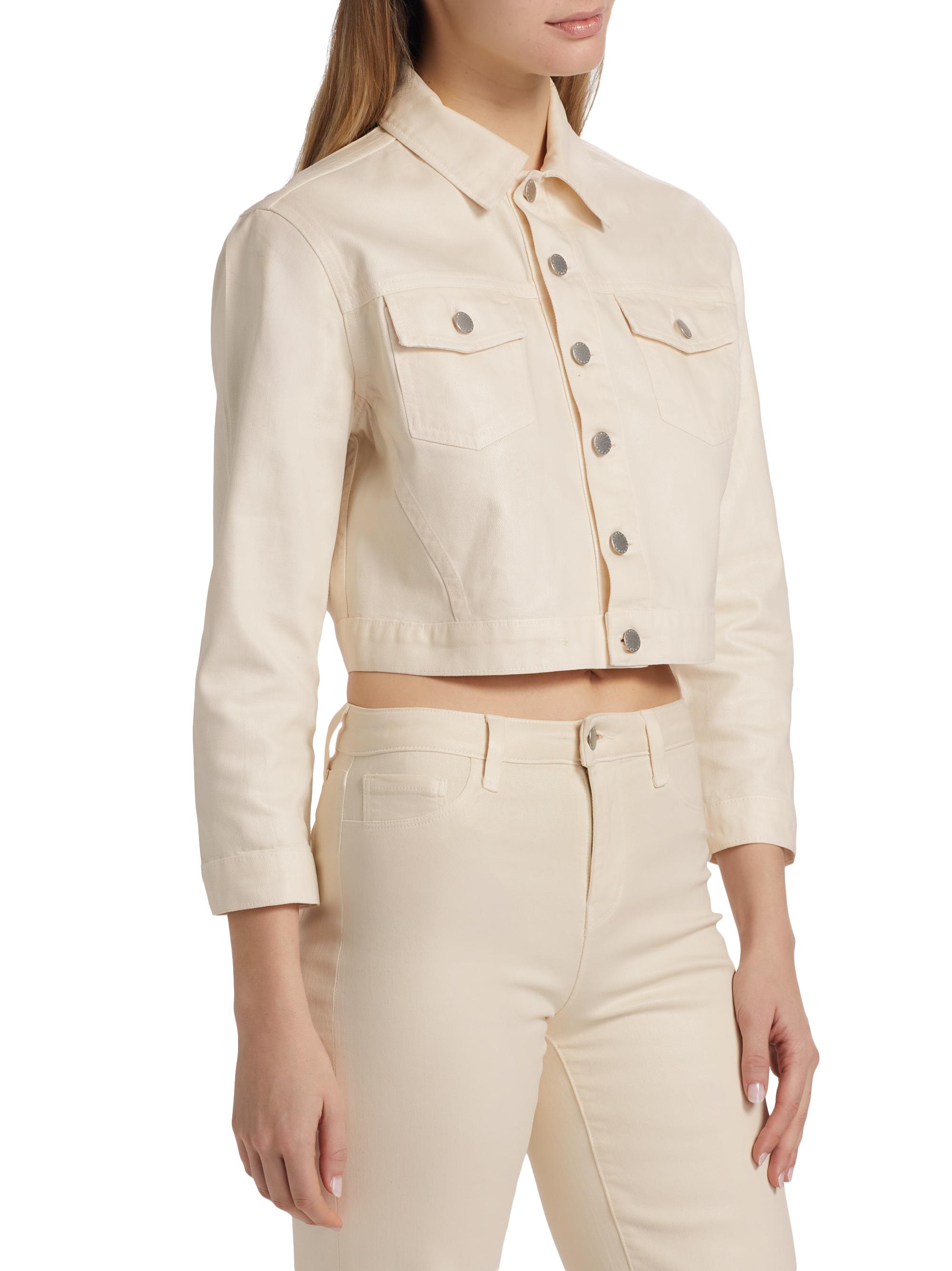 L'AGENCE Koda Coated Denim Crop Jacket | Saks Fifth Avenue